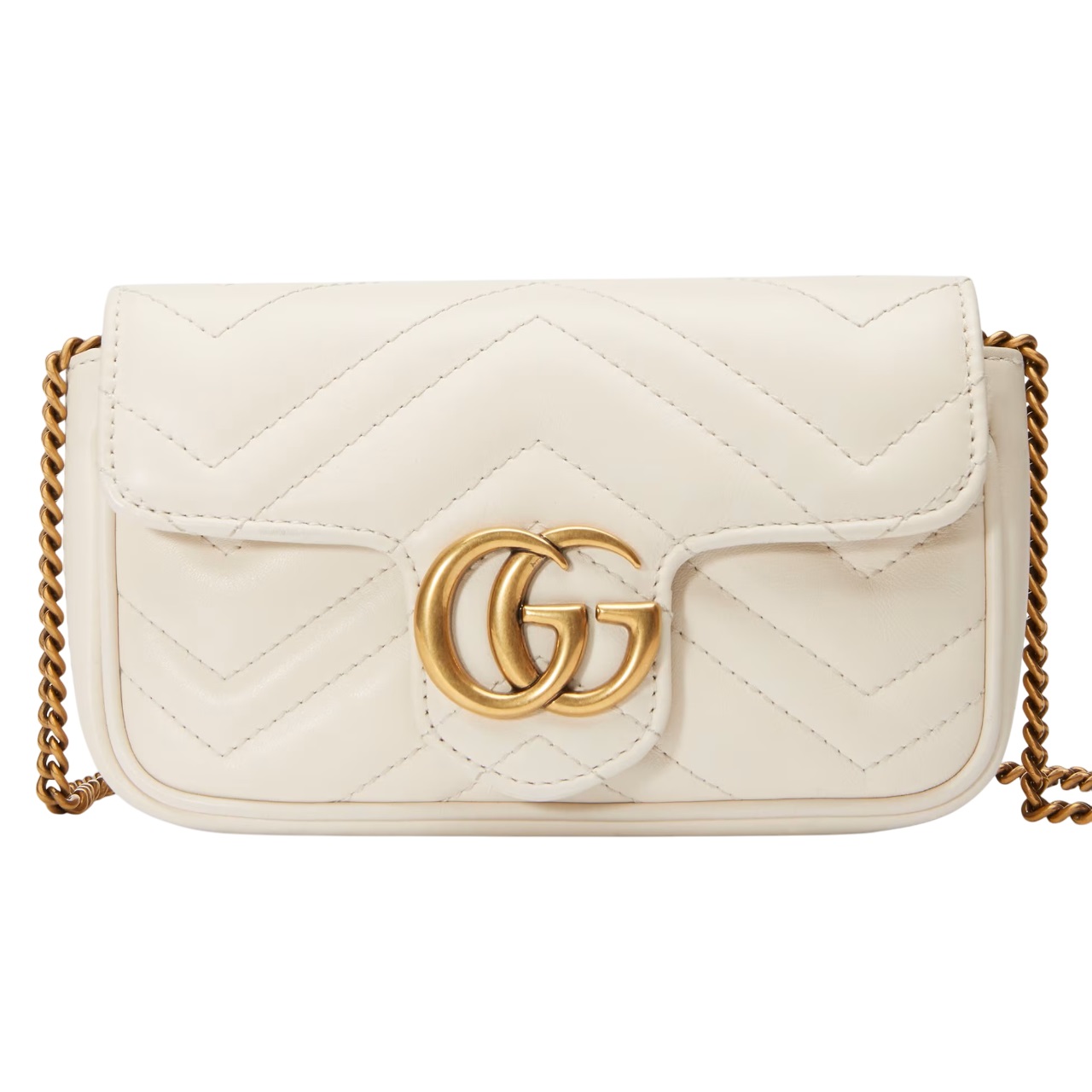 Túi đeo chéo Gucci GG Marmont Mini White Quilted Chevron Leather 7