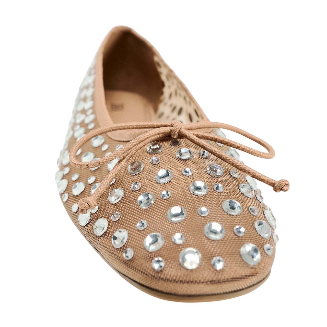 Giày Zara Mesh Ballet Flats With Rhinestones 1