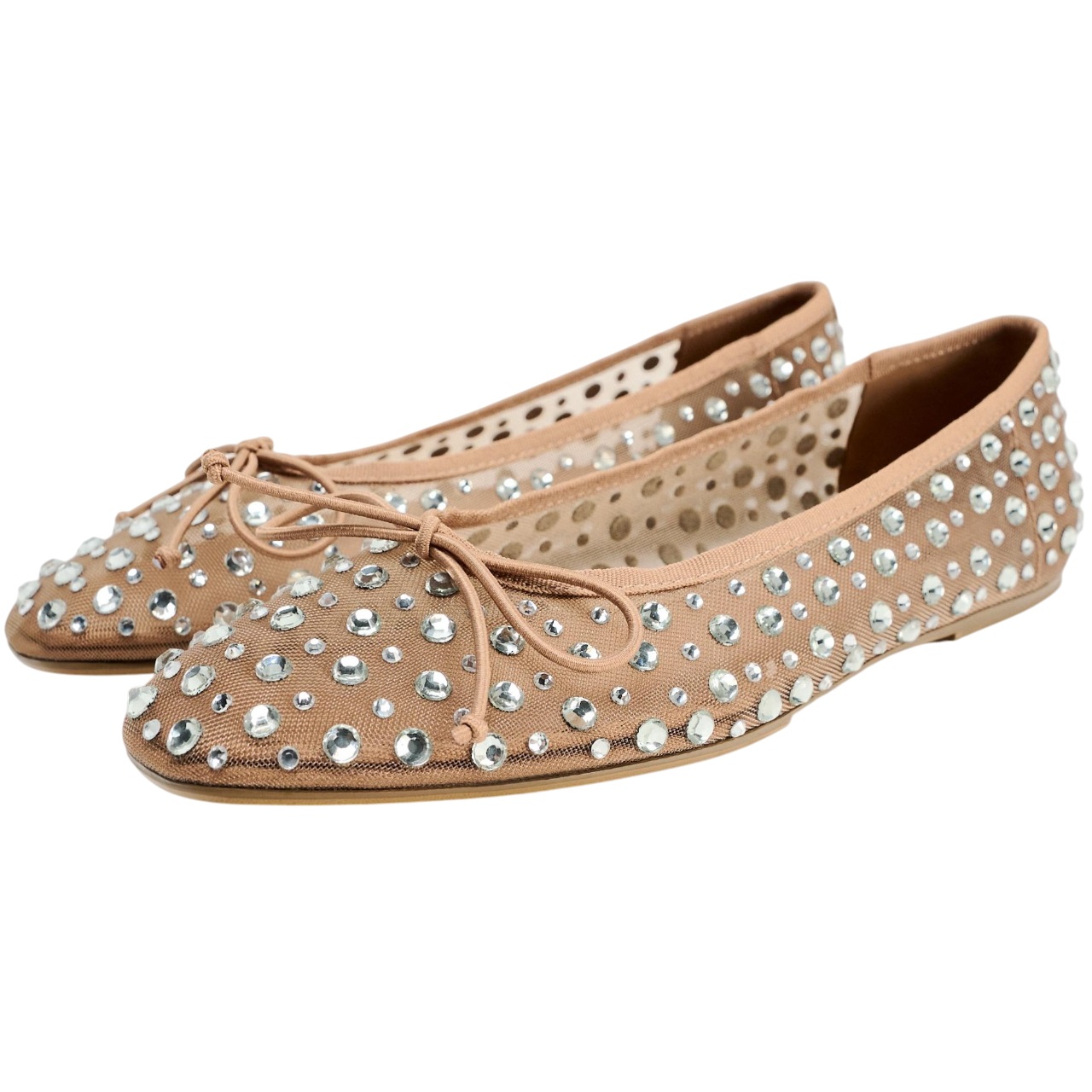 Giày Zara Mesh Ballet Flats With Rhinestones 2