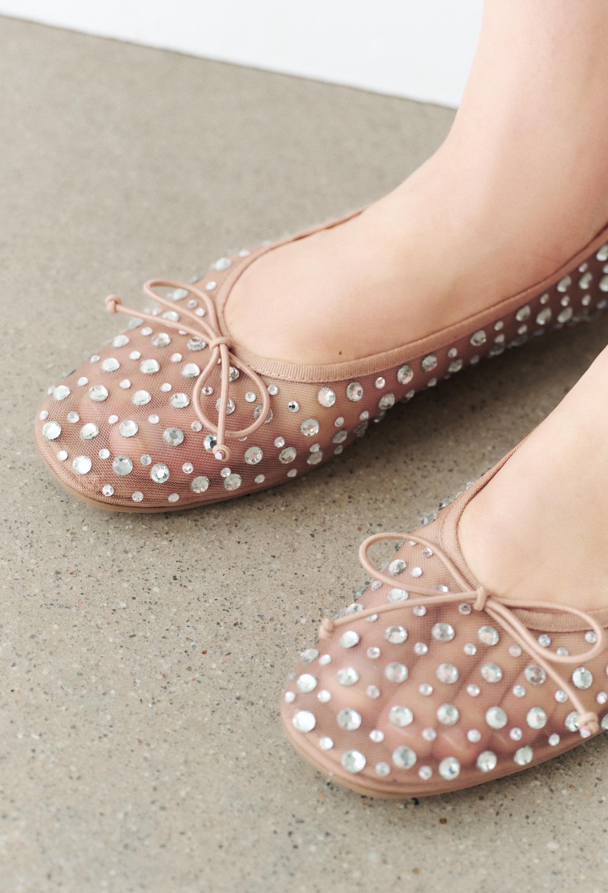 Giày Zara Mesh Ballet Flats With Rhinestones 6