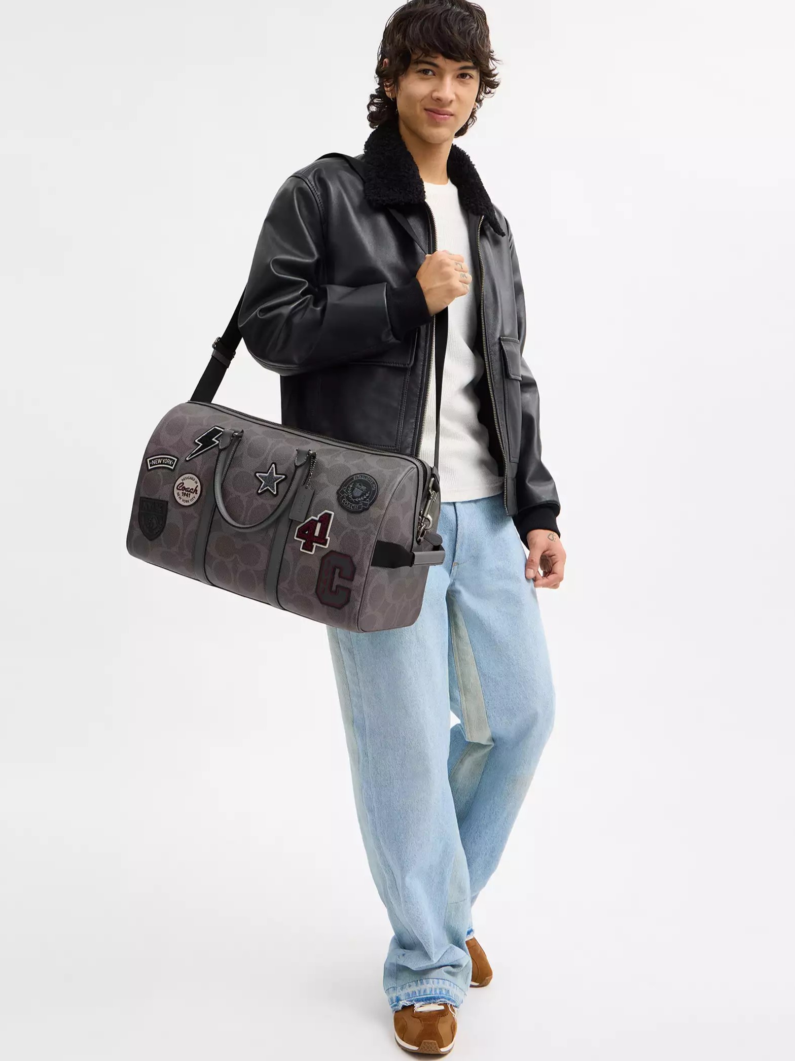 Túi Coach Venturer Bag In Maxi Signature Canvas With Patches Grey Multi CCG42 1