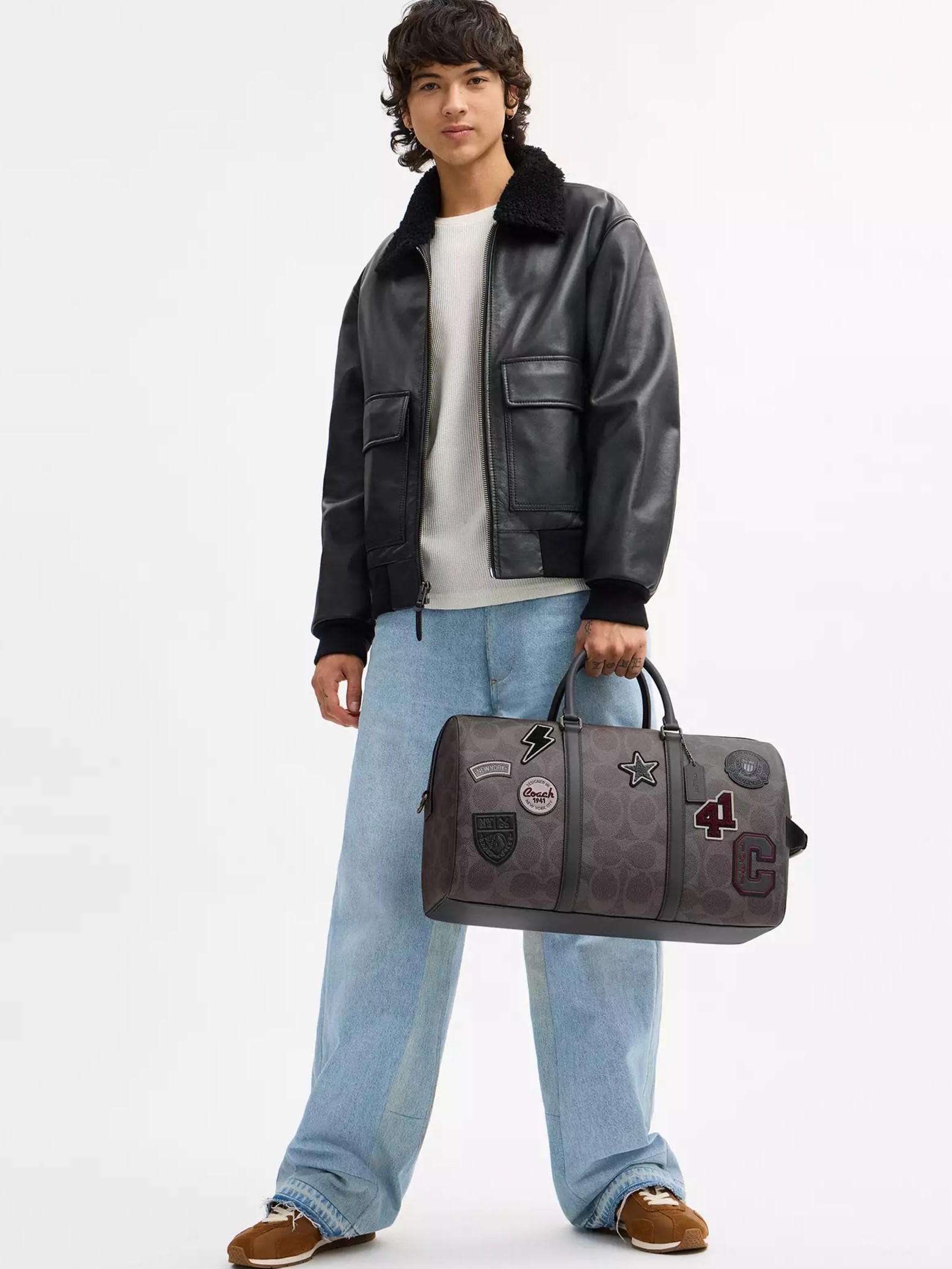 Túi Coach Venturer Bag In Maxi Signature Canvas With Patches Grey Multi CCG42 6