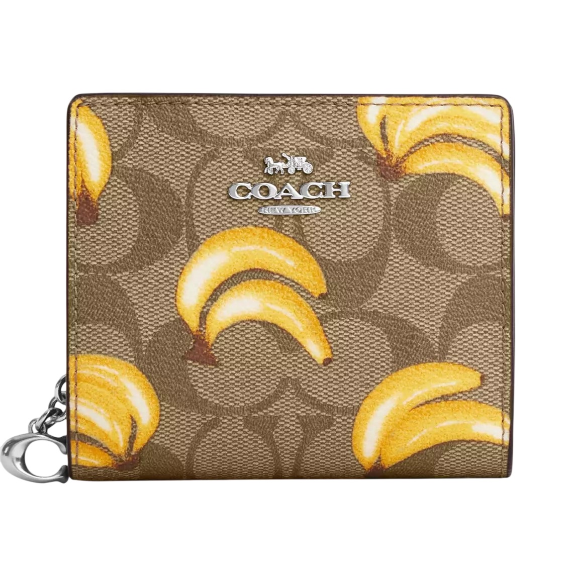 Ví ngắn Coach Snap Wallet Signature Canvas Banana Print CR942 5