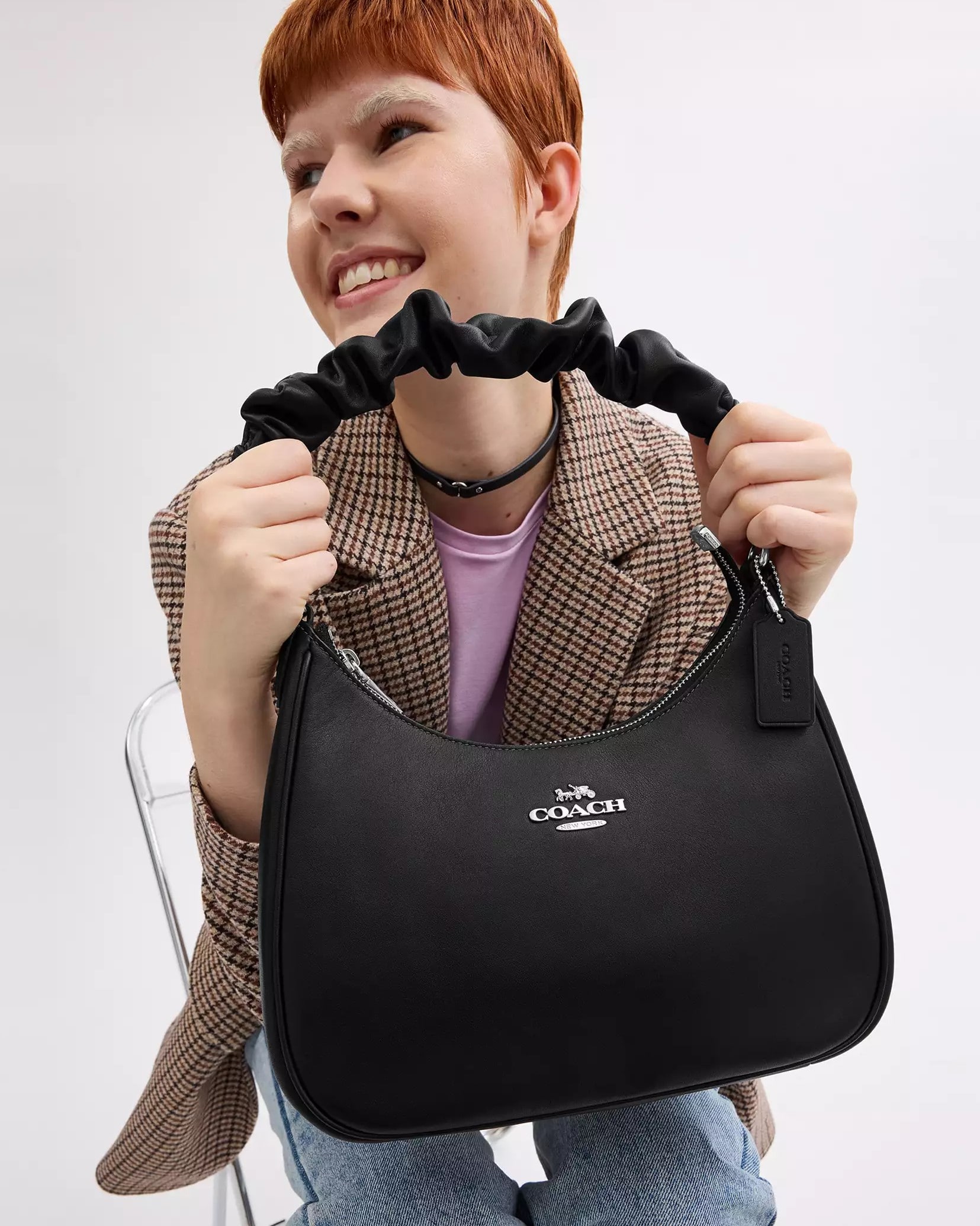Túi đeo vai nữ Coach Teri Hobo Black CU12 5