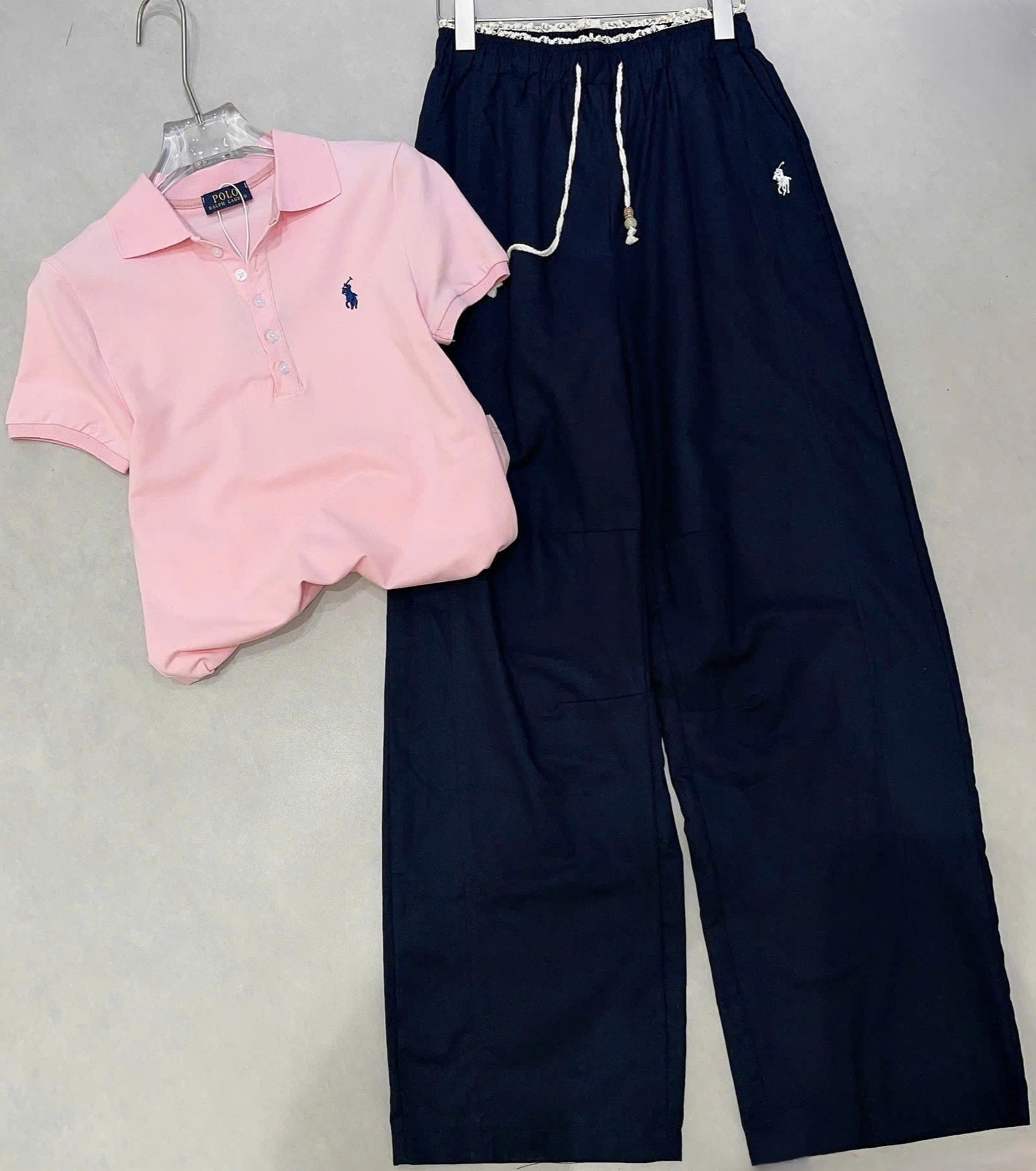 Set áo hồng tay ngắn quần dài nữ Polo 5