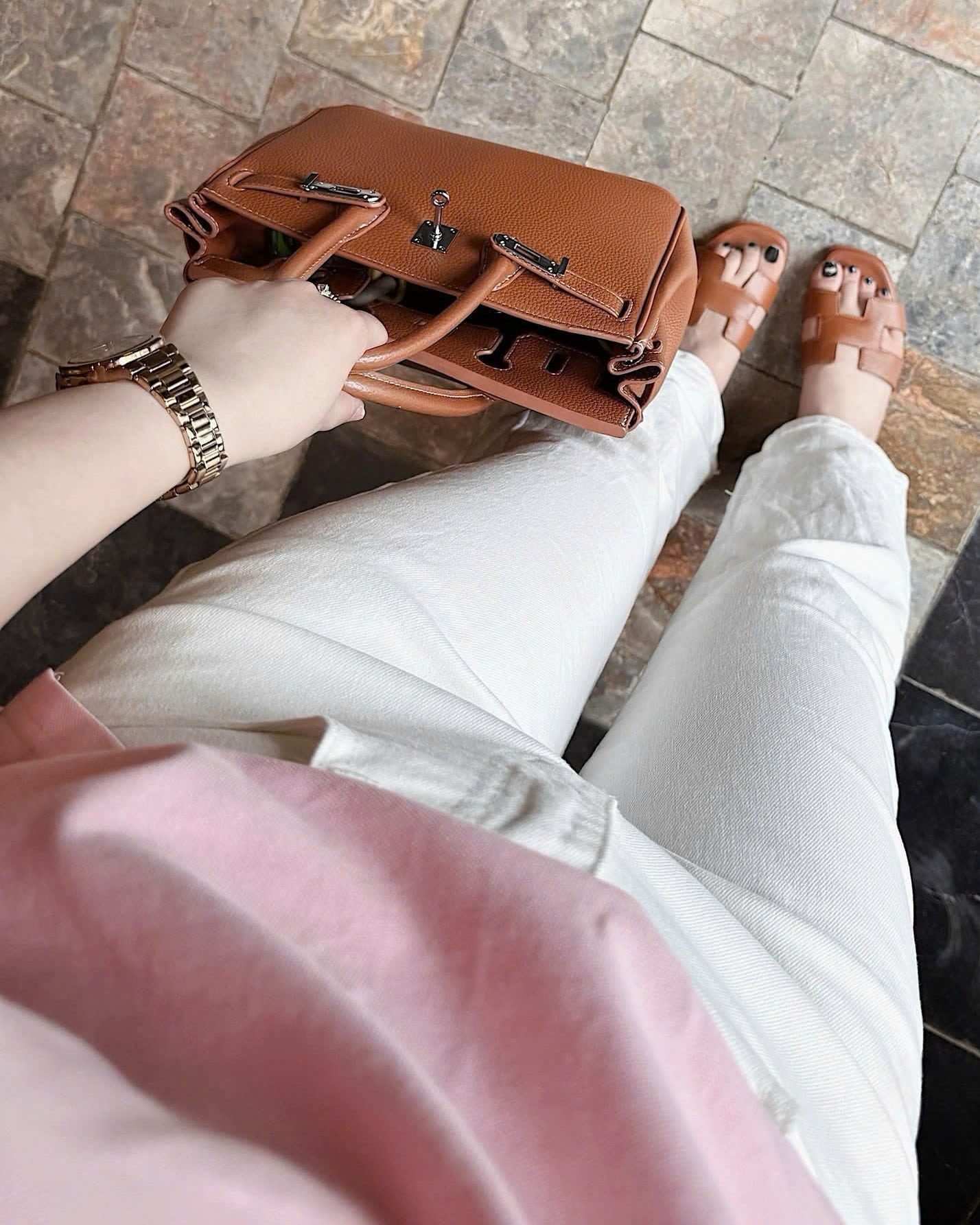 Set áo hồng tay ngắn quần dài nữ Polo 6