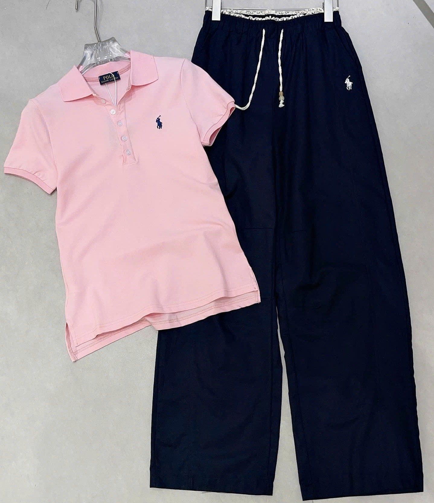 Set áo hồng tay ngắn quần dài nữ Polo 8