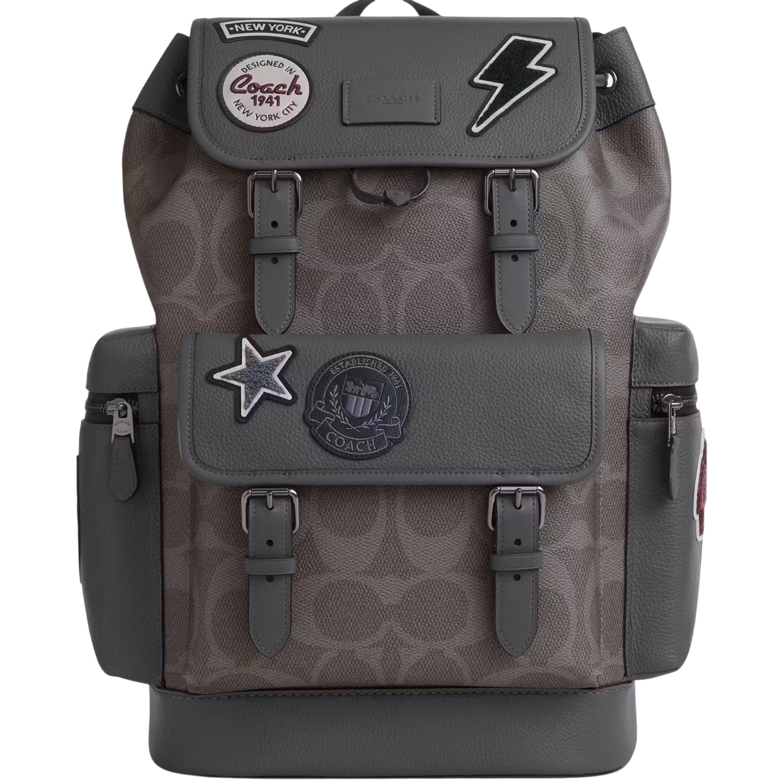 Ba lô Coach Sprint Backpack in Maxi Signature Canvas with Patch Gray Multi CCG03 3