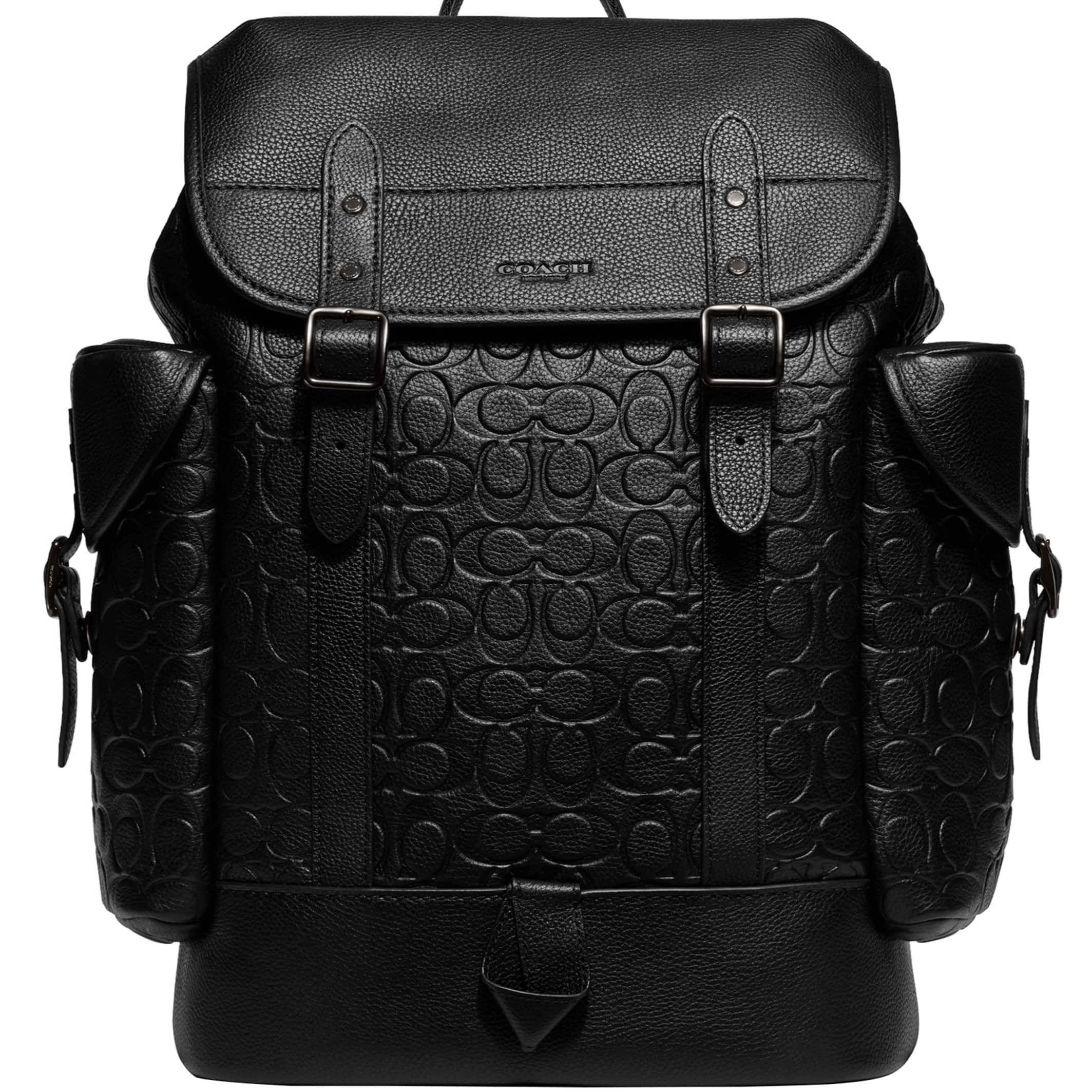 Balo Coach Hitch Backpack In Signature Leather Black CH767 2