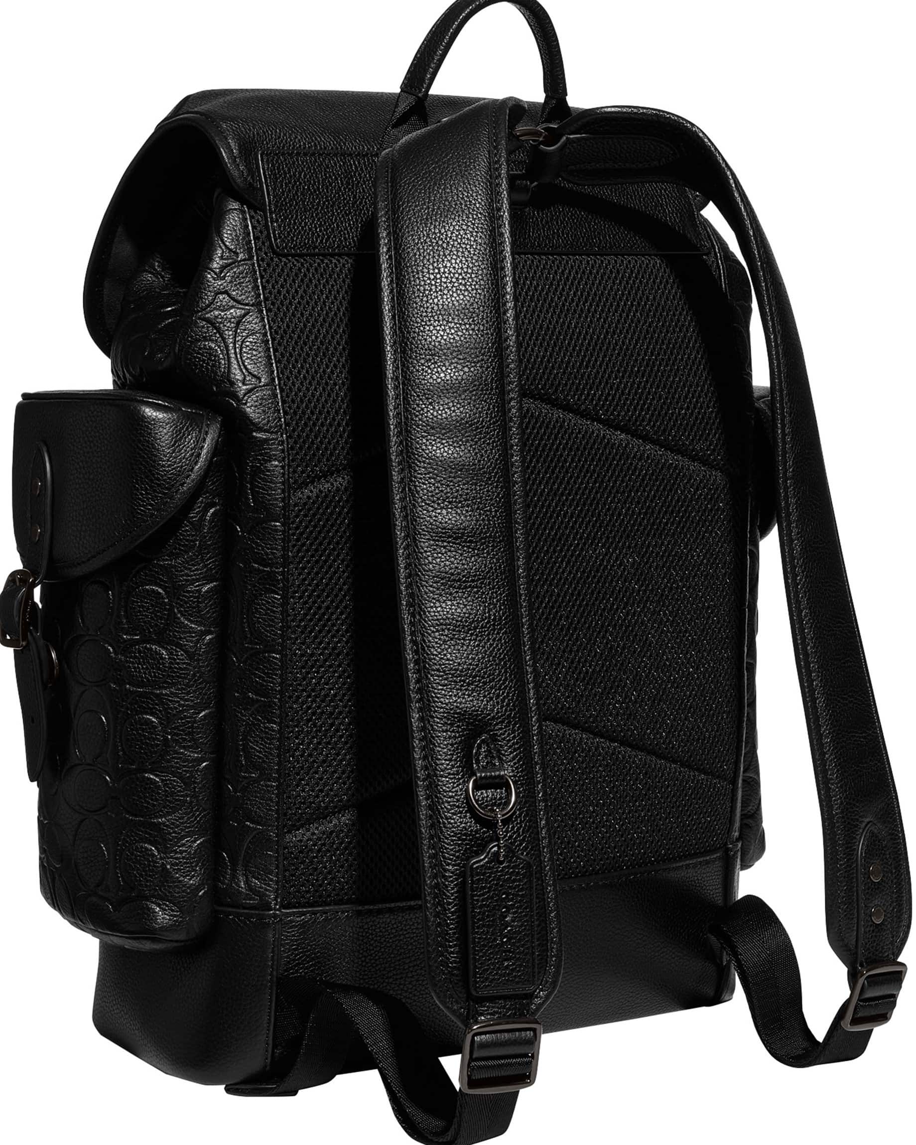 Balo Coach Hitch Backpack In Signature Leather Black CH767 4