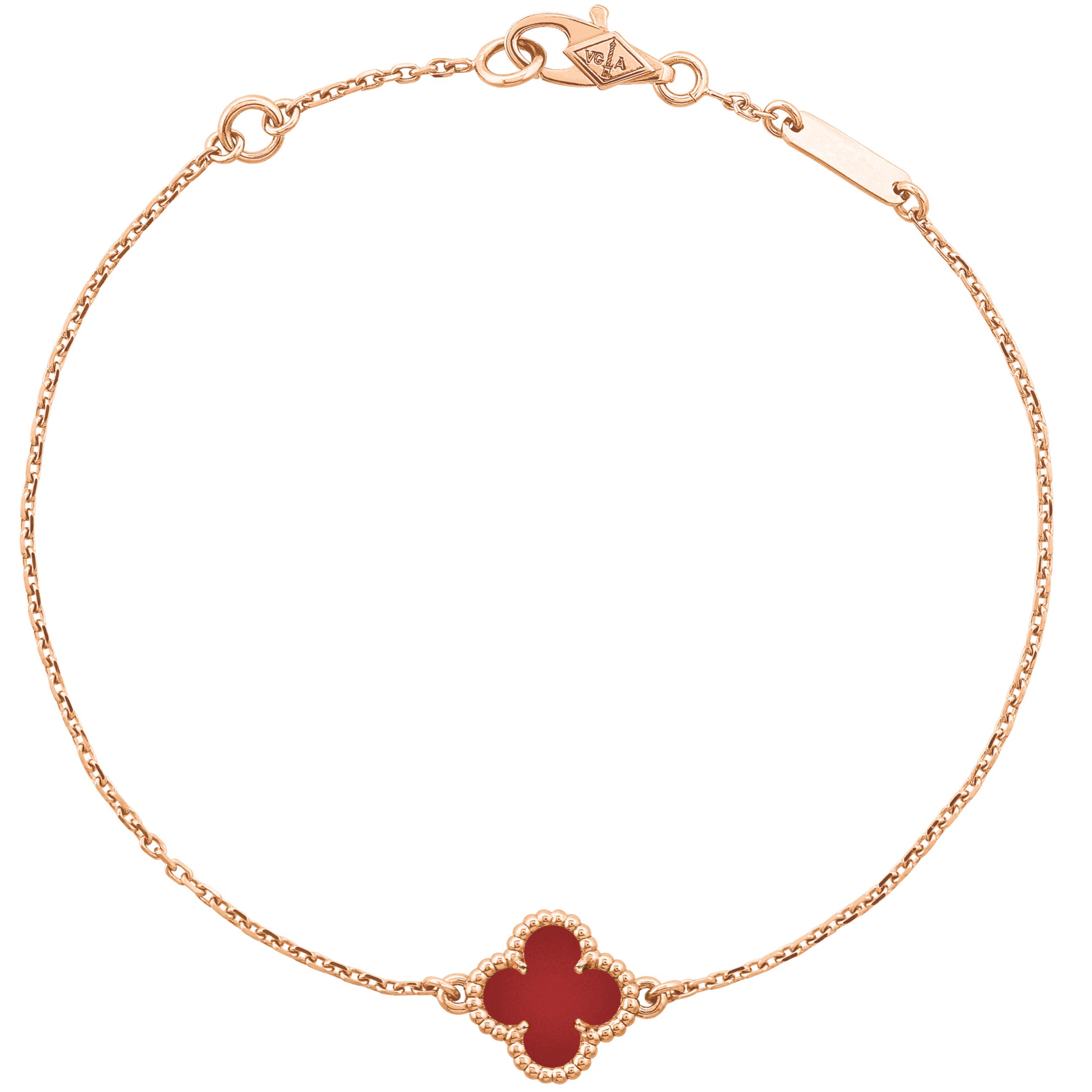 Vòng tay cỏ 4 lá Van Cleef & Arpels Sweet Alhambra Rose Gold Carnelian Bracelet VCARN59K00 4