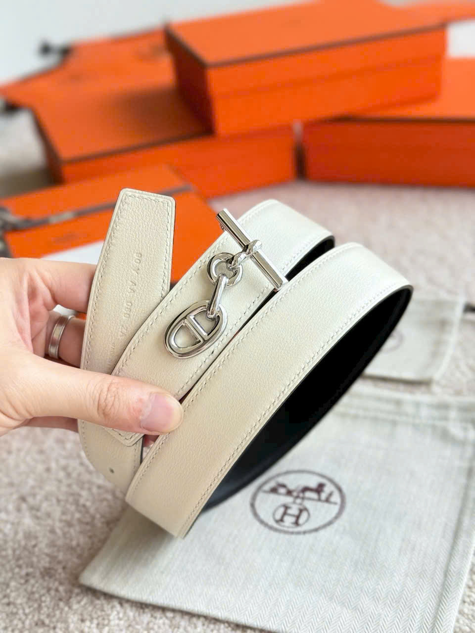 Thắt lưng Hermes Yachting Belt Buckle Reversible Leather Strap 32 mm 4