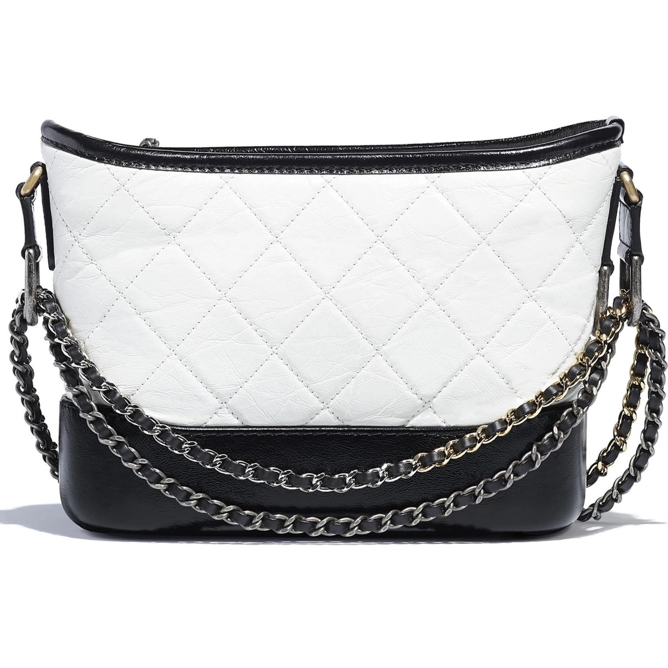 TÚI ĐEO CHÉO NỮ CHANEL AGED CALFSKIN QUILTED SMALL GABRIELLE HOBO WHITE BLACK 2