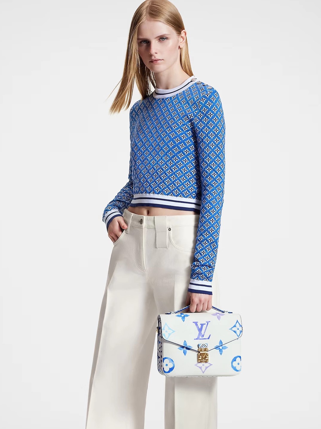Túi Louis Vuitton White Monogram Giant By The Pool Pochette Metis Blue 3