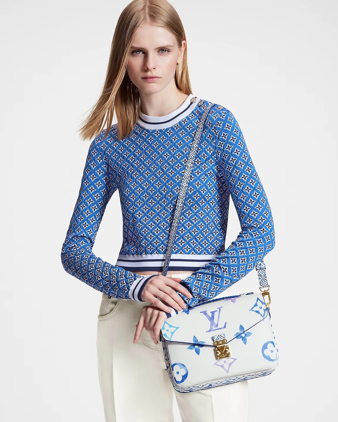 Túi Louis Vuitton White Monogram Giant By The Pool Pochette Metis Blue 5