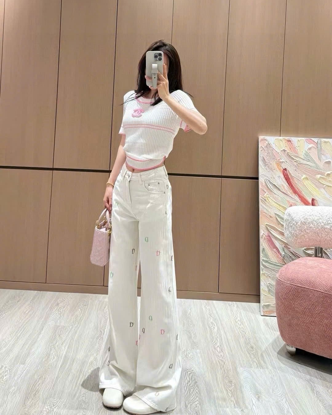 Quần dài jean xanh và trắng Dior 1