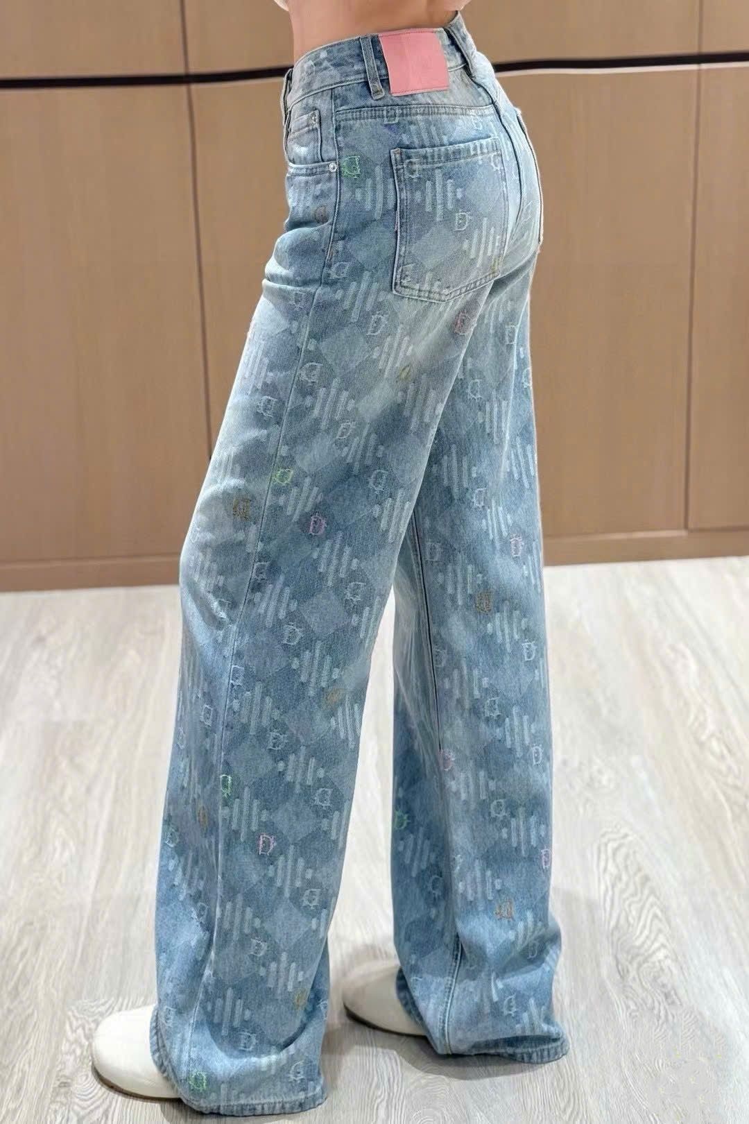 Quần dài jean xanh và trắng Dior 5