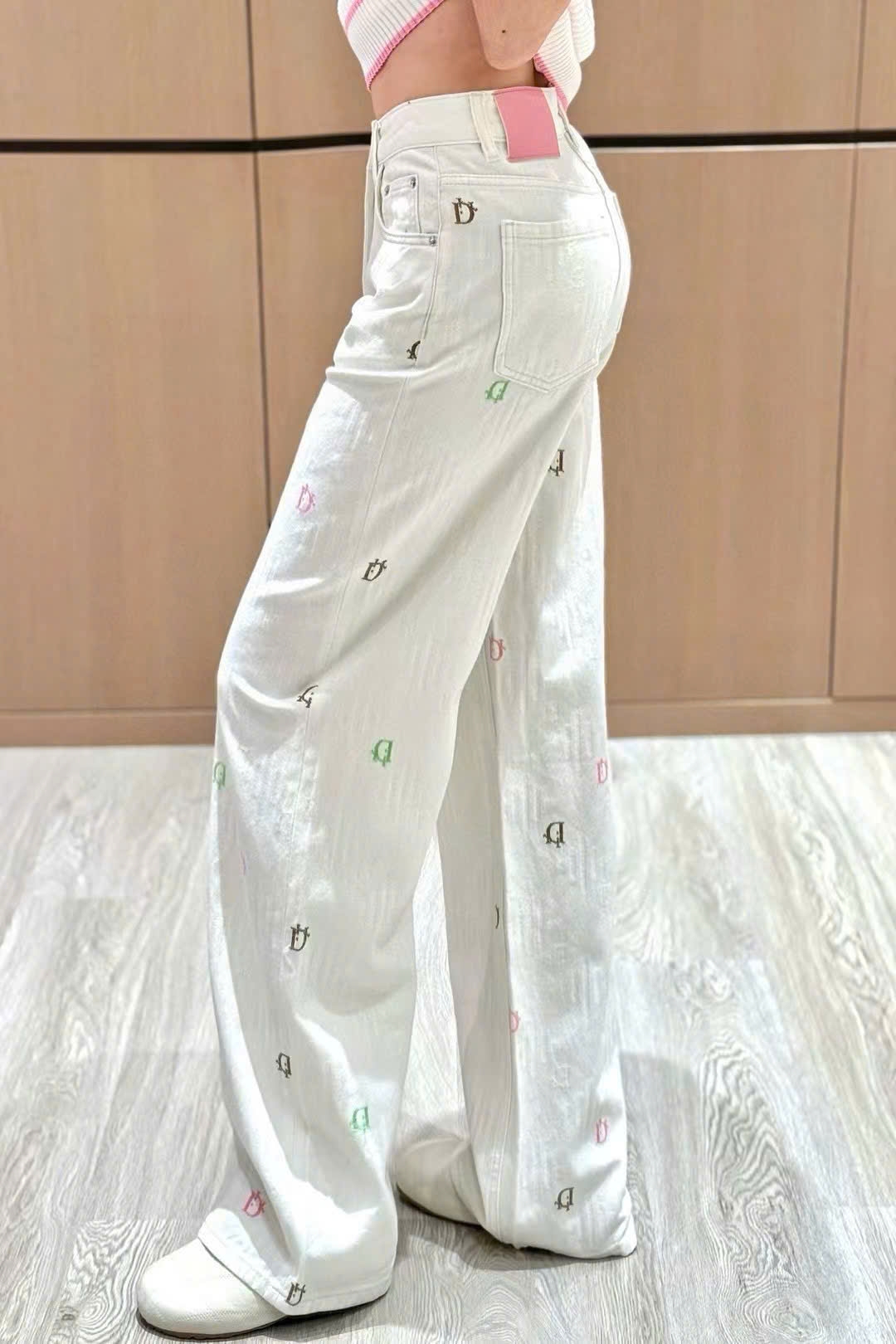 Quần dài jean xanh và trắng Dior 12