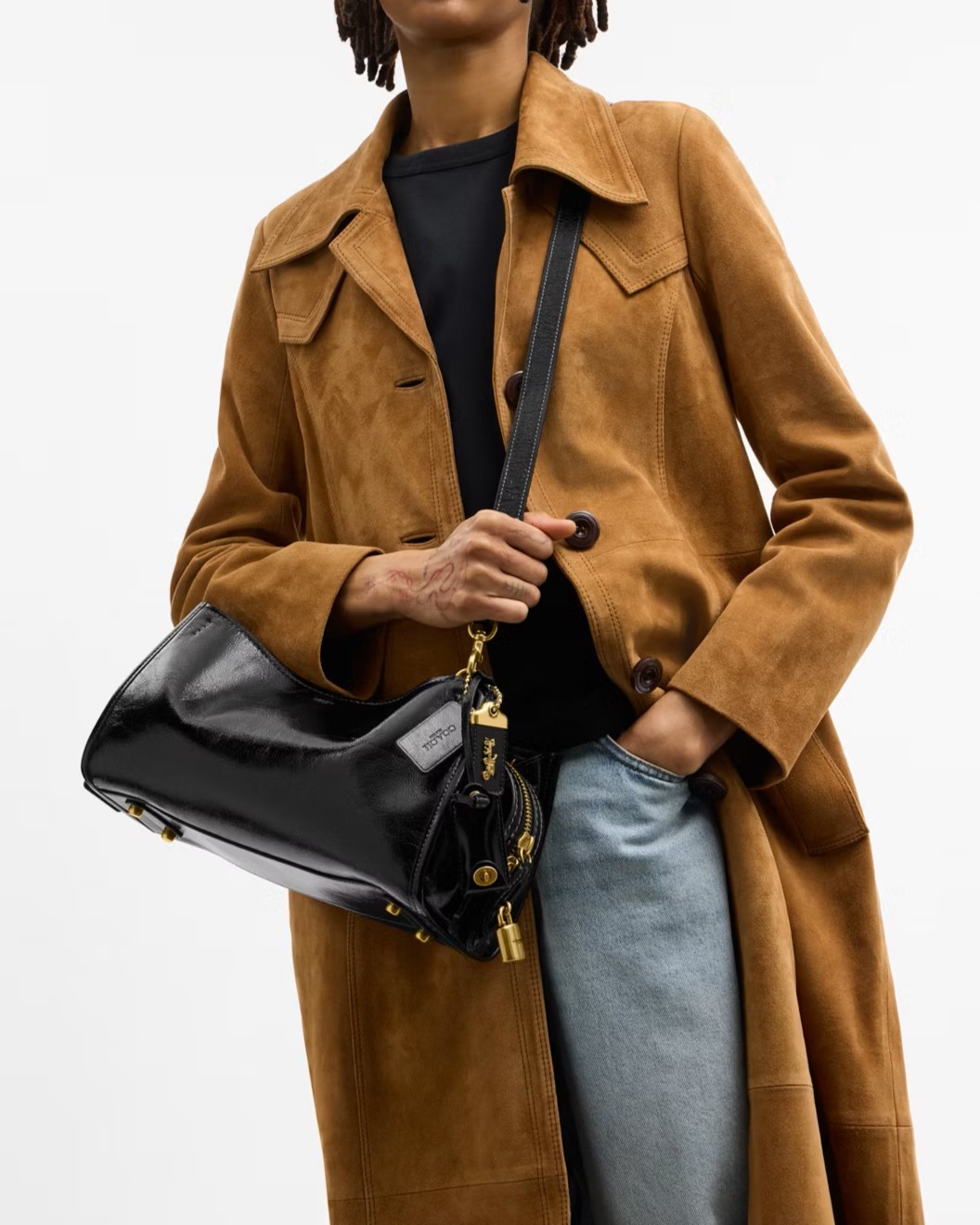 Túi xách nữ Coach Rogue Bag 34 Glazed Leather Black CCX20 5