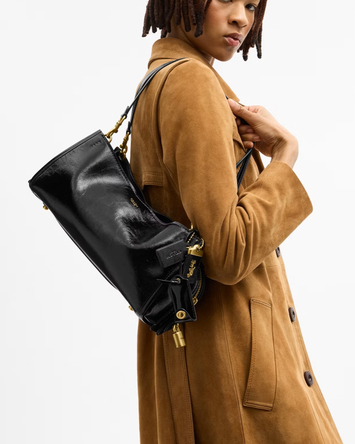 Túi xách nữ Coach Rogue Bag 34 Glazed Leather Black CCX20 6