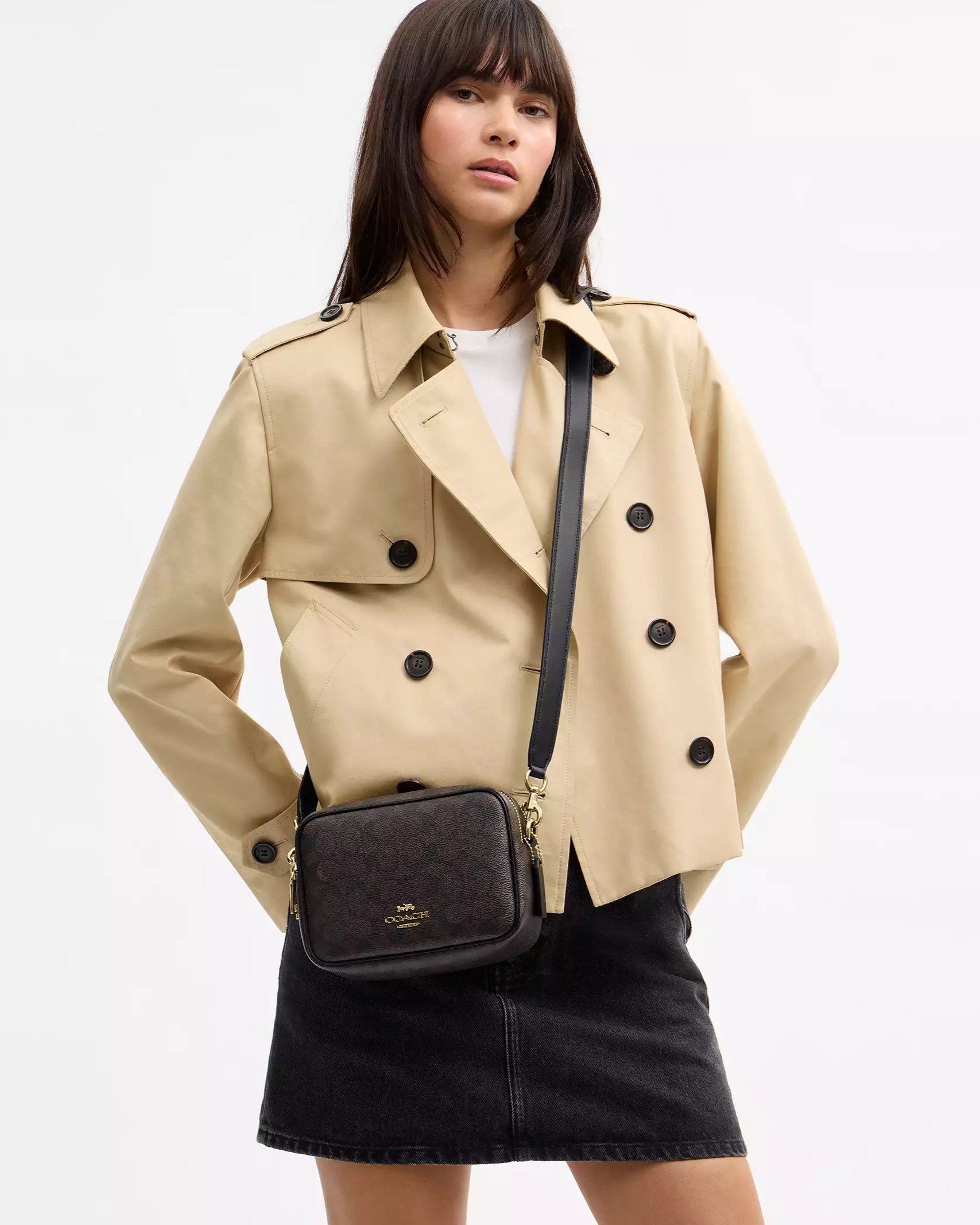 Túi Coach Mini Carey Crossbody Bag In Signature Canvas Black CEK69 7
