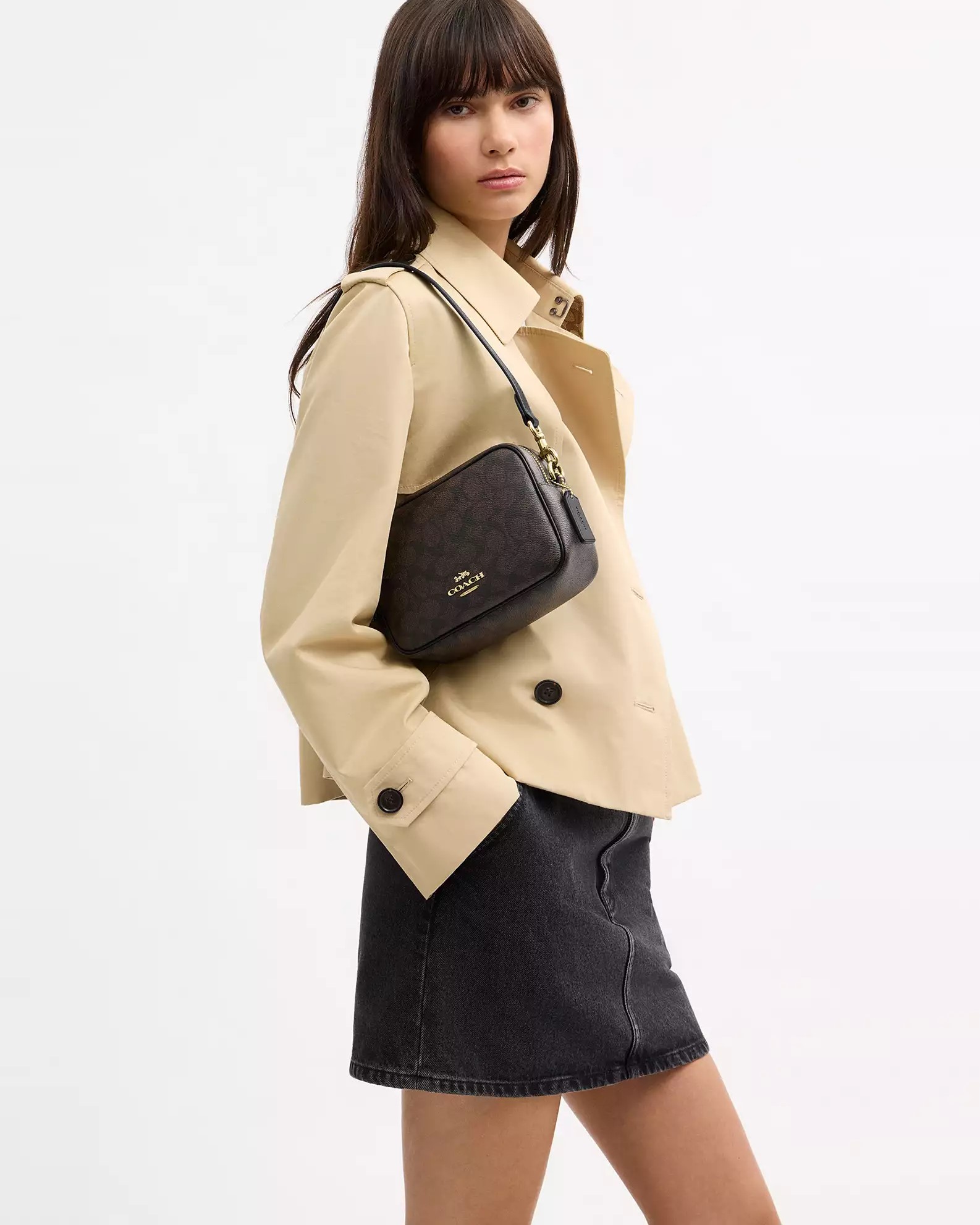 Túi Coach Mini Carey Crossbody Bag In Signature Canvas Black CEK69 9