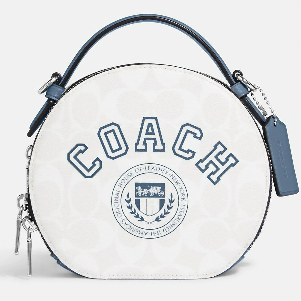 Túi xách dáng tròn Coach Canteen Crossbody In Signature Canvas With Varsity Motif Túi xách dáng tròn Coach Canteen Crossbody In Signature Canvas With Varsity Motif