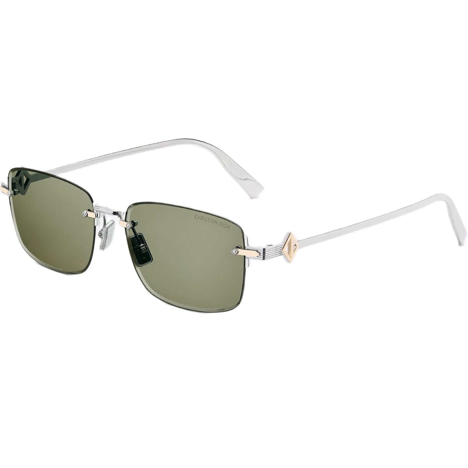 Mắt kính Dior CD Diamond S11U Rectangular Sunglasses Khaki Lens 1