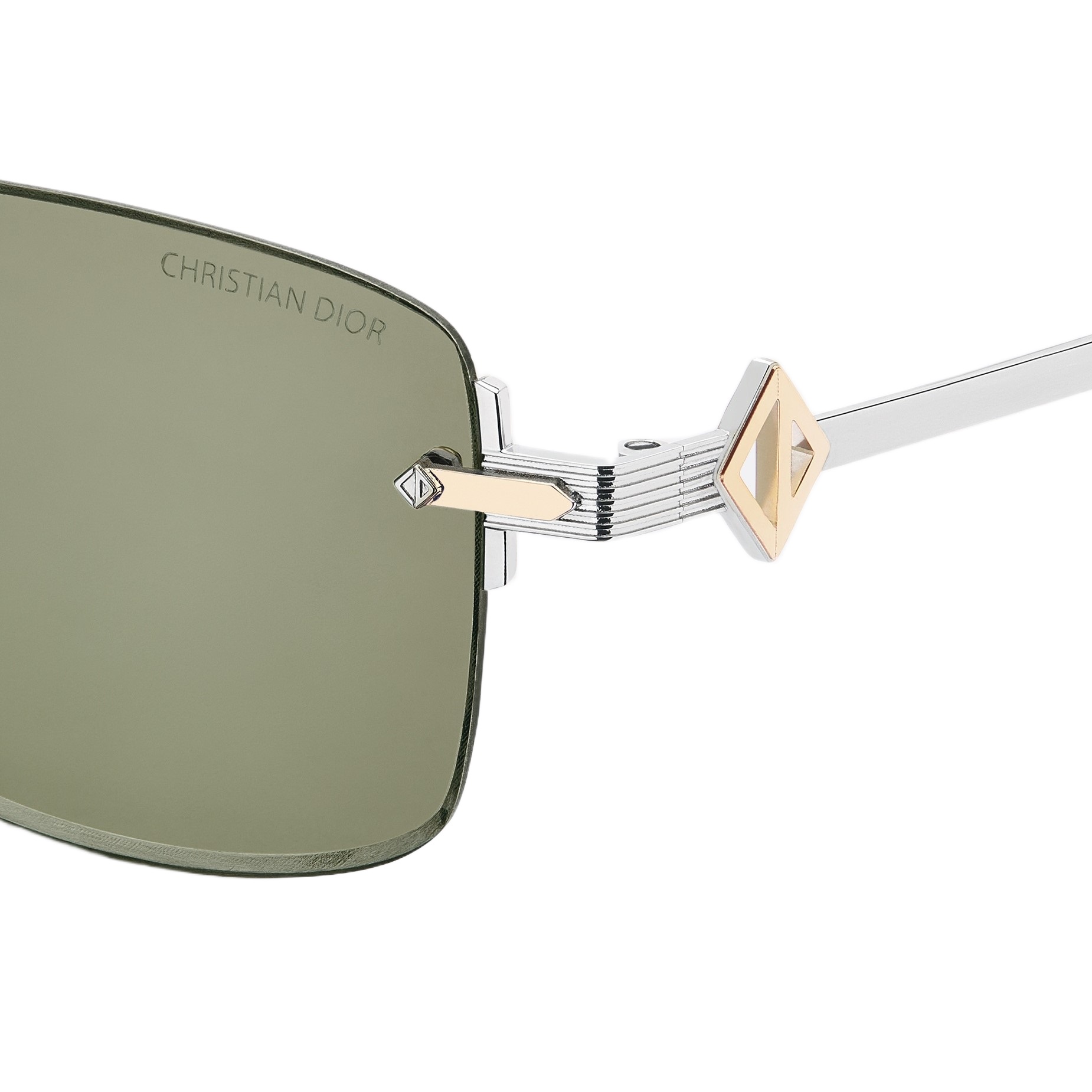 Mắt kính Dior CD Diamond S11U Rectangular Sunglasses Khaki Lens 2