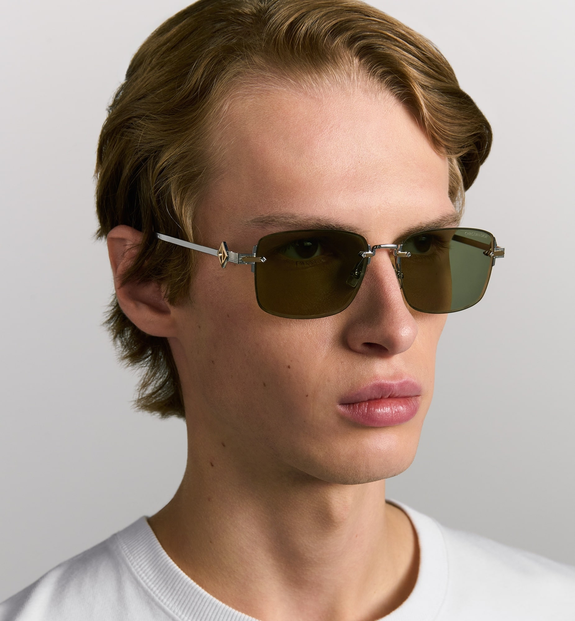 Mắt kính Dior CD Diamond S11U Rectangular Sunglasses Khaki Lens 6