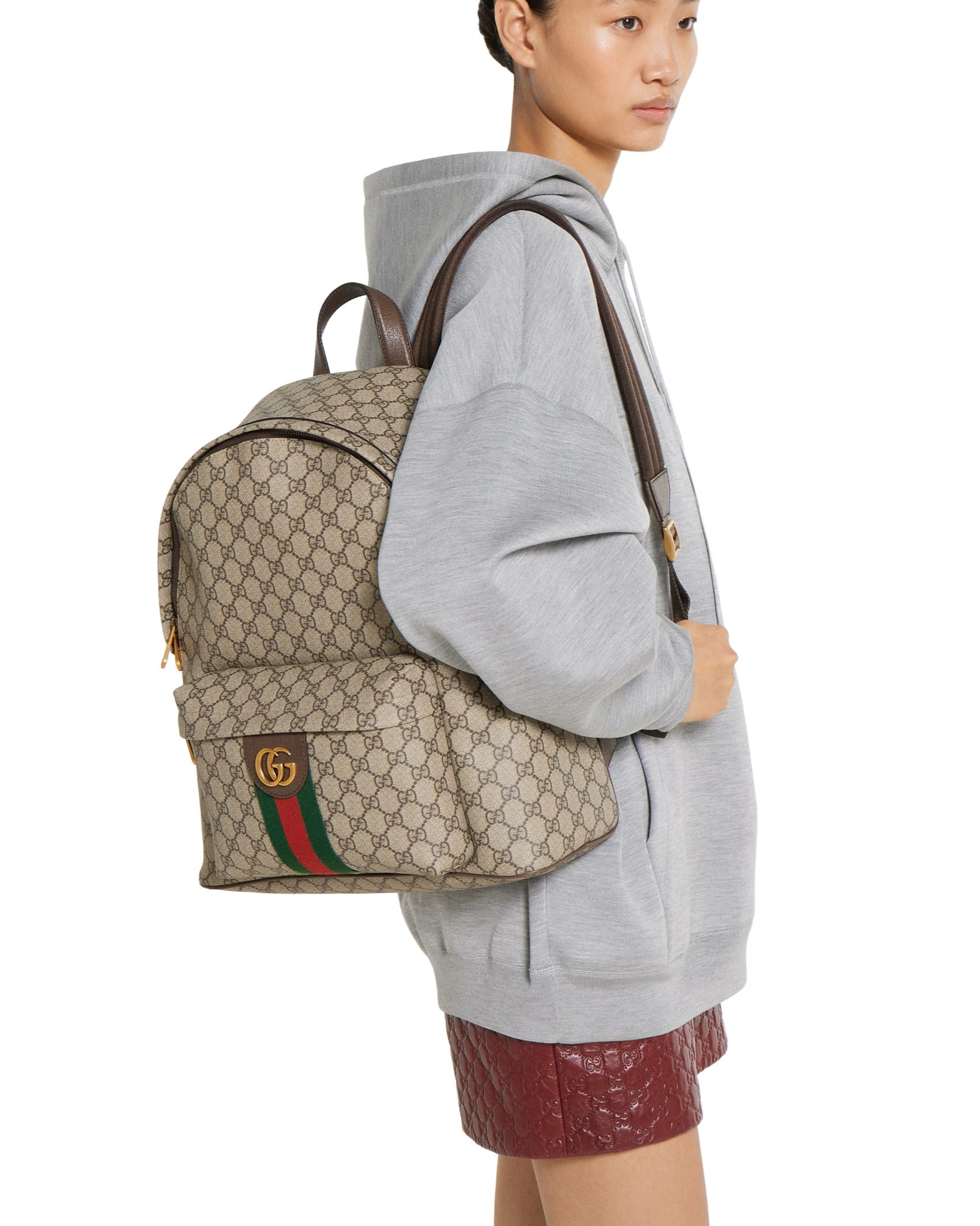 Ba lô Gucci Ophidia Medium Backpack Beige and Dark Brown 11