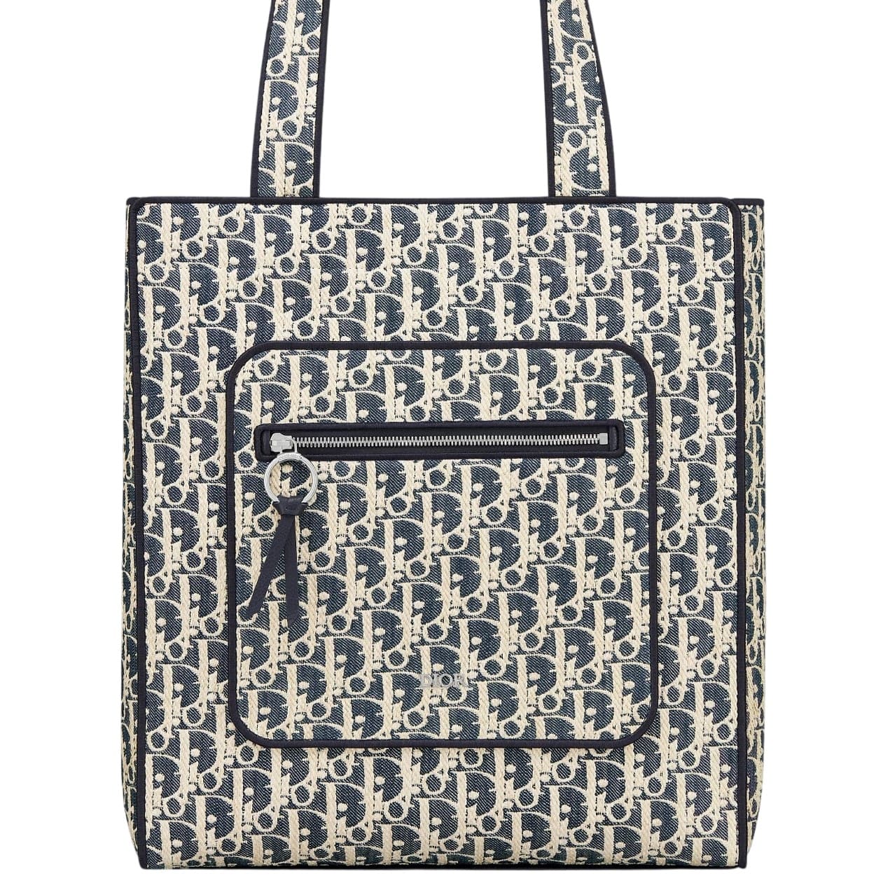 Túi Dior Blue and Beige Raffia-Effect Dior Oblique Denim Tote Bag 5