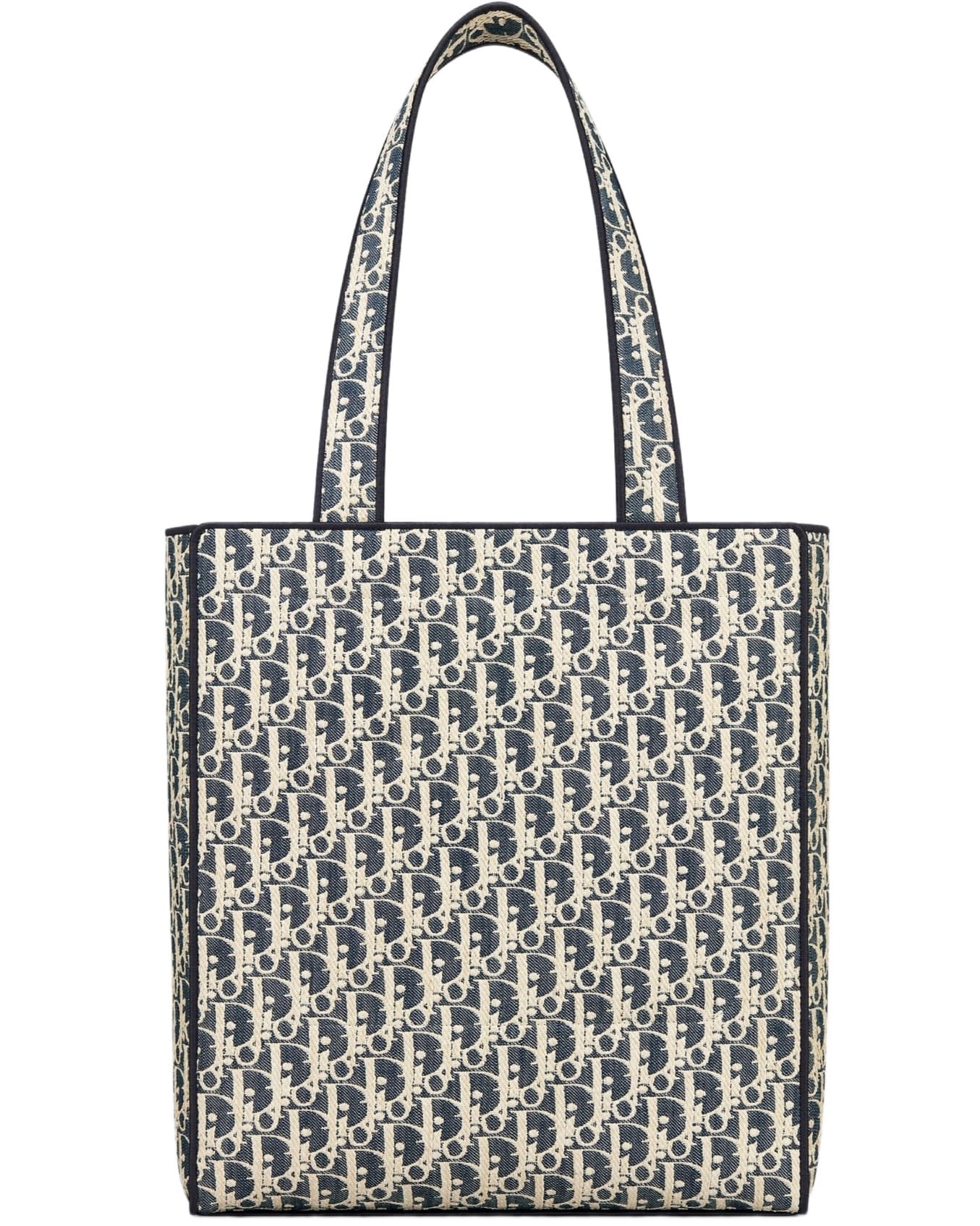 Túi Dior Blue and Beige Raffia-Effect Dior Oblique Denim Tote Bag 6