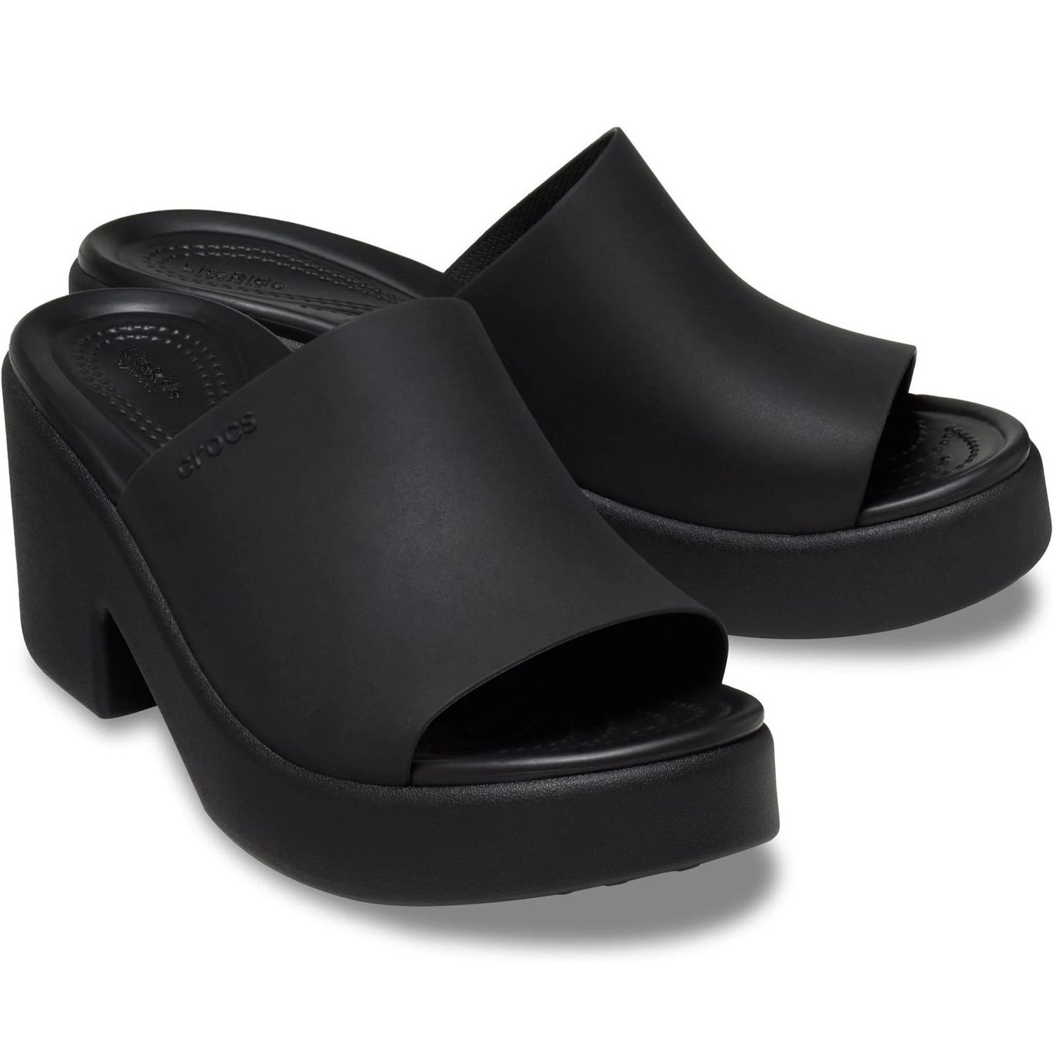 Dép Cao Gót Nữ Crocs Sandal Women Brooklyn Frocsted Slide Heel Black 11