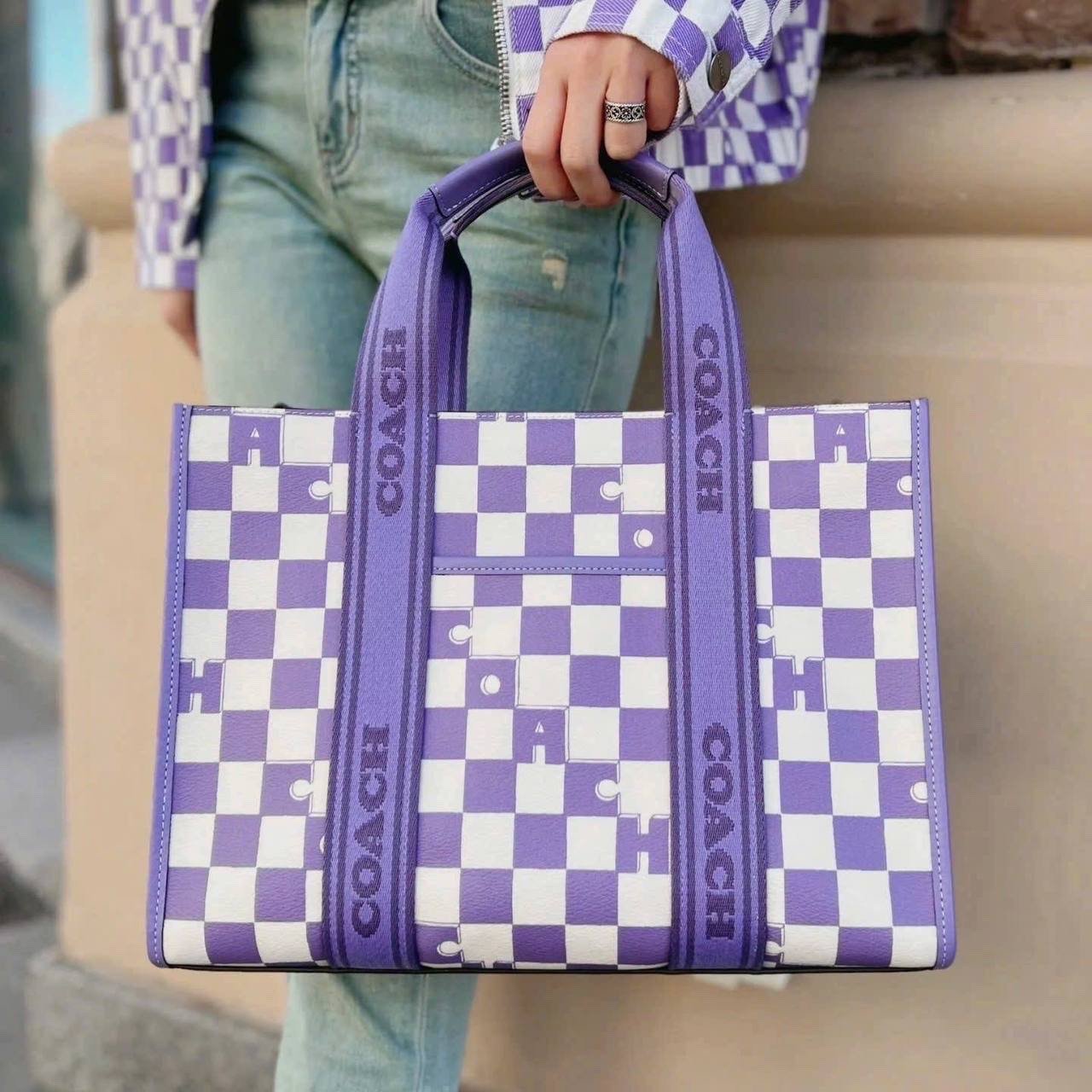 Túi xách Coach Smith Tote With Checkerboard Print CR101 4
