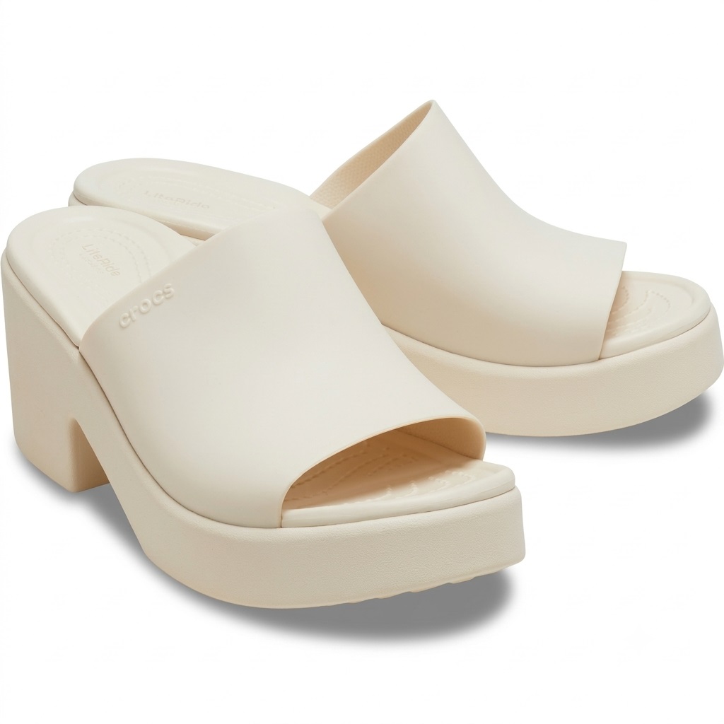 Dép Cao Gót Nữ Crocs Sandal Women Brooklyn Frocsted Slide Heel Bone 4