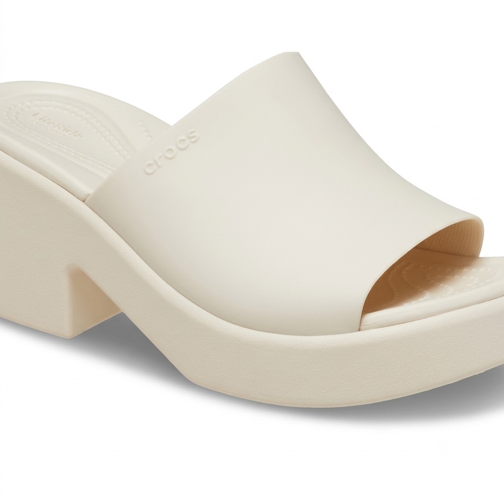 Dép Cao Gót Nữ Crocs Sandal Women Brooklyn Frocsted Slide Heel Bone 7