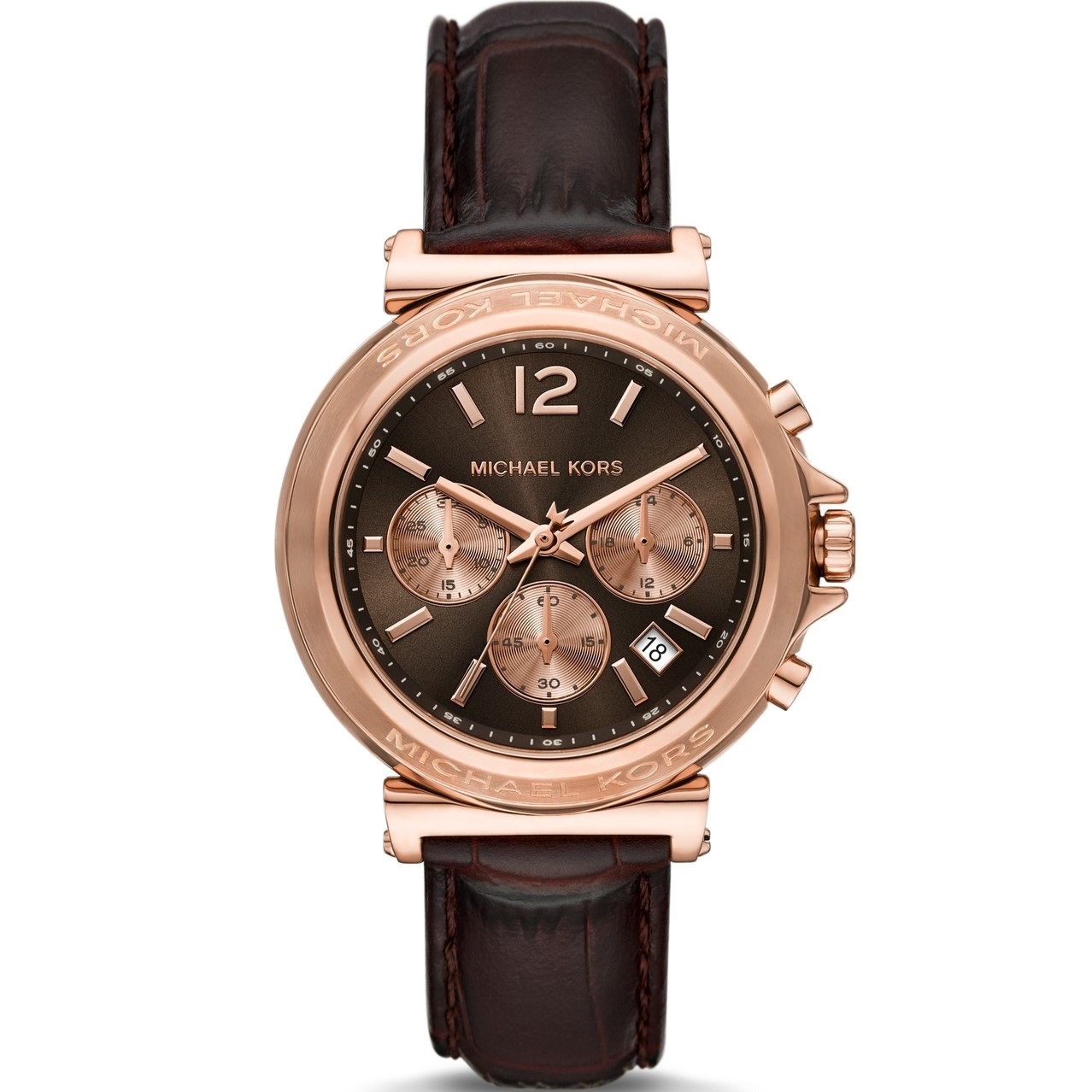 Đồng hồ nữ Michael Kors Maren Rose Gold-Tone and Crocodile Embossed Leather Watch MK7497 5