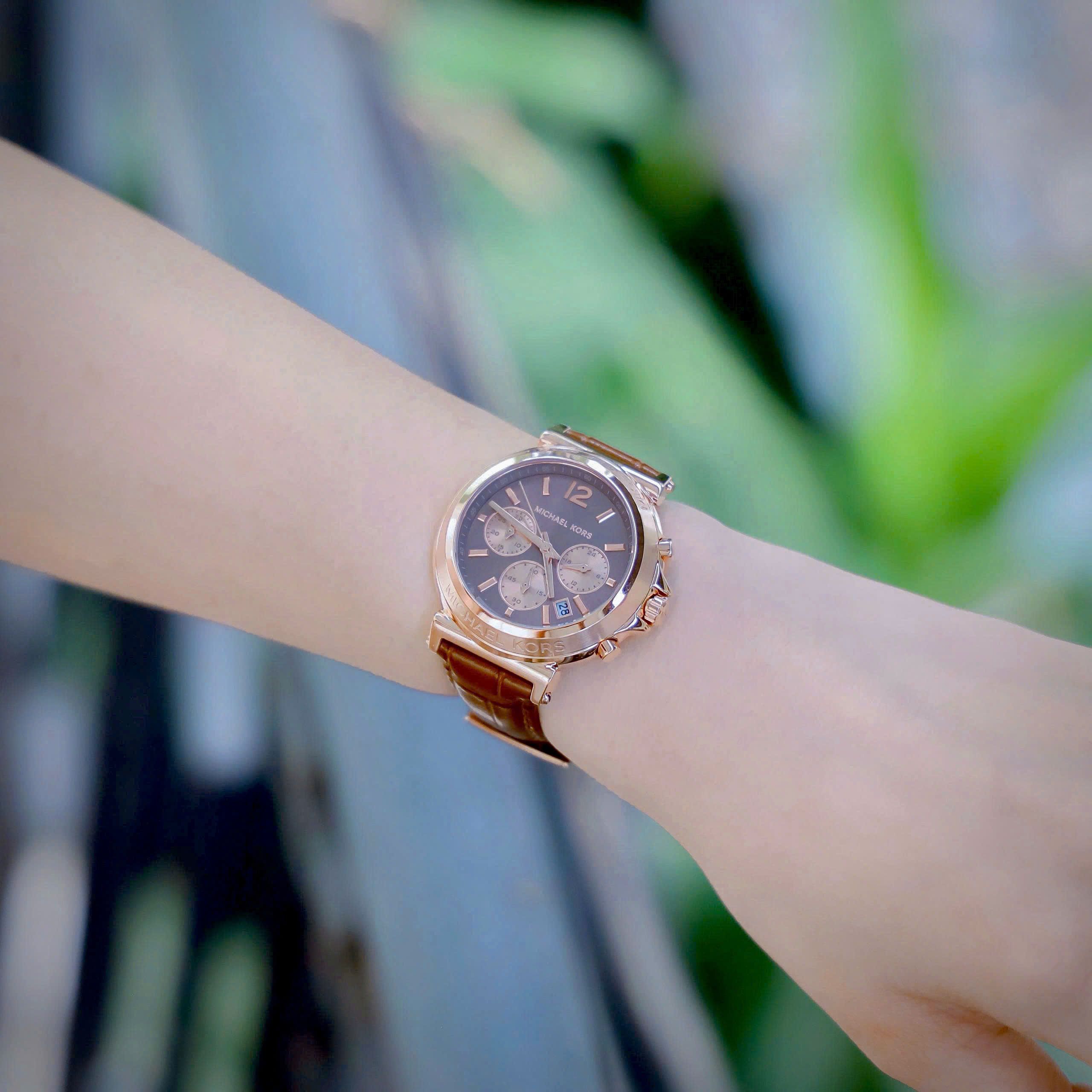Đồng hồ nữ Michael Kors Maren Rose Gold-Tone and Crocodile Embossed Leather Watch MK7497 7