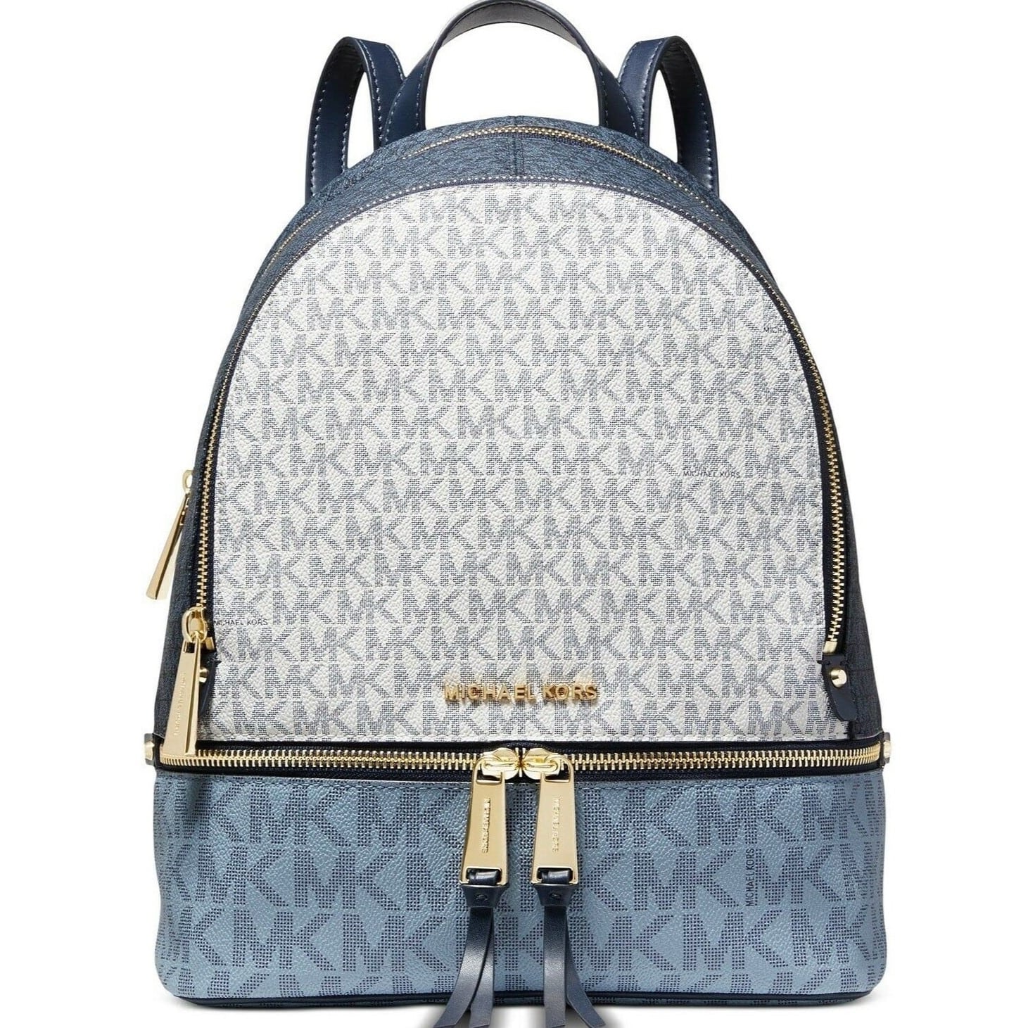 Balo MK Michael Kors Rhea Zip Medium Monogram Backpack Blue 1