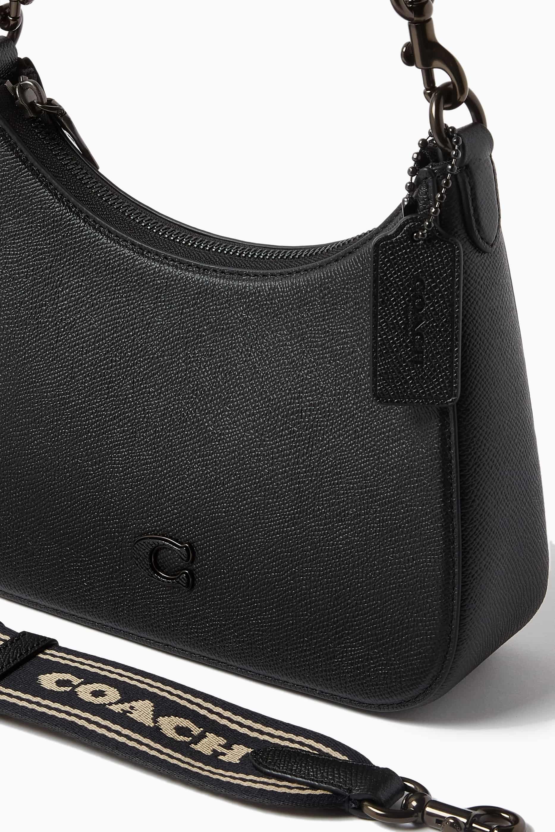 Túi Coach Hobo Crossbody Black Crossgrain Leather With Signature Canvas CJ842 21