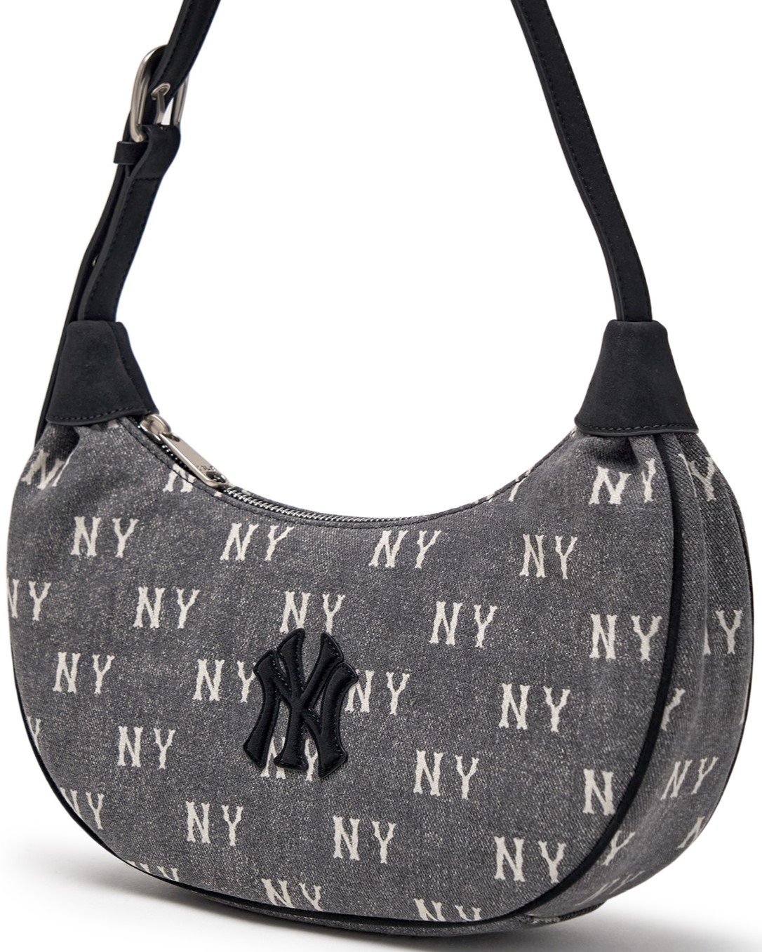 Túi kẹp nách MLB Classic Monogram Vintage Denim Hobo Bag New York Yankees Grey 3ABQMV55N-50CGS 6