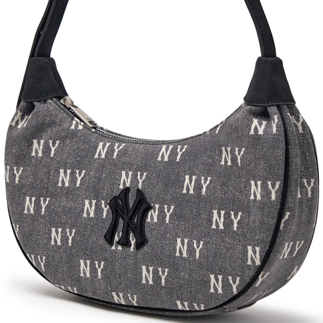 Túi kẹp nách MLB Classic Monogram Vintage Denim Hobo Bag New York Yankees Grey 3ABQMV55N-50CGS 11