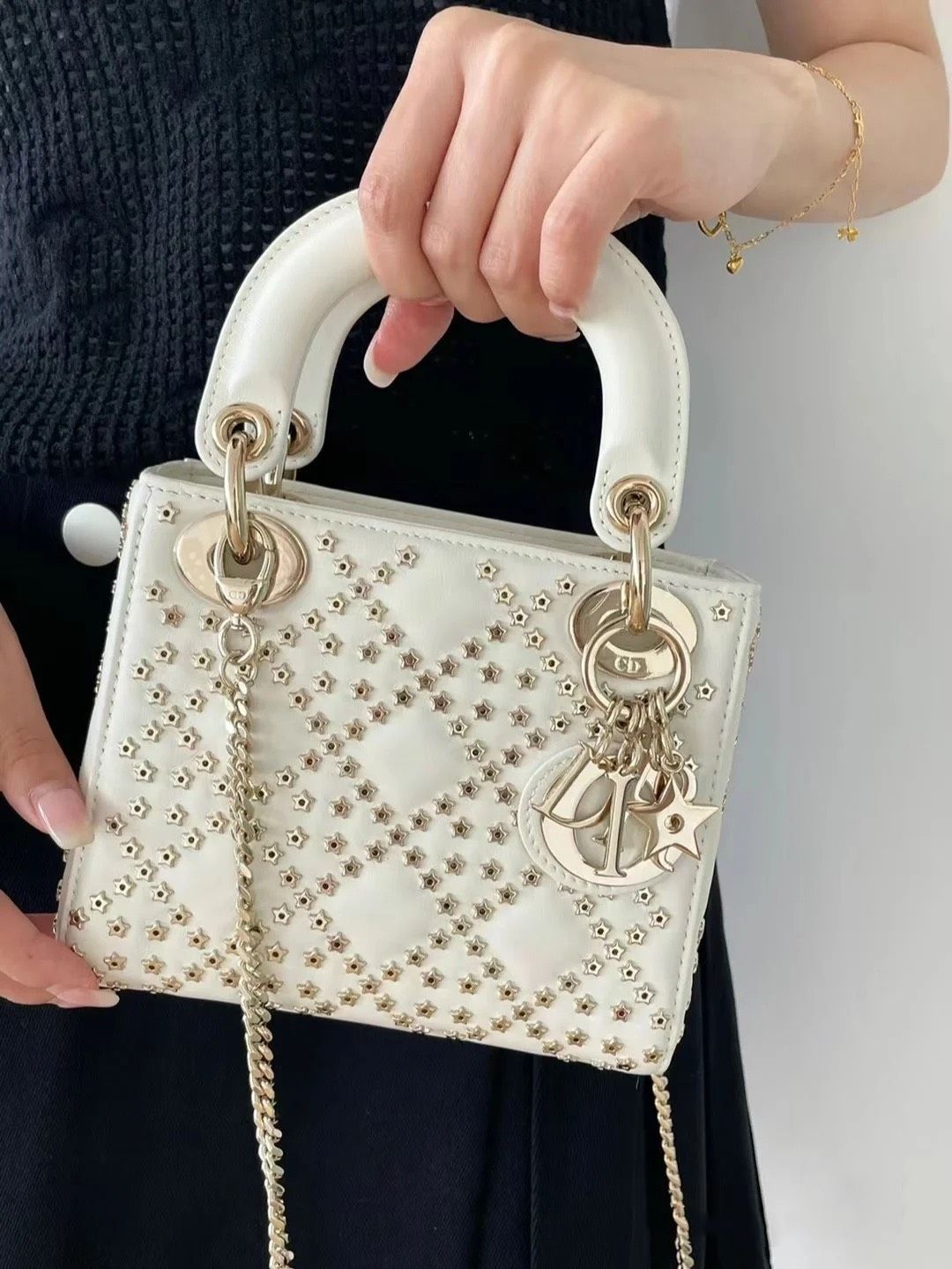 Túi cầm tay nữ Dior Lady Lucky Star Cannage Lambskin Mini Bag