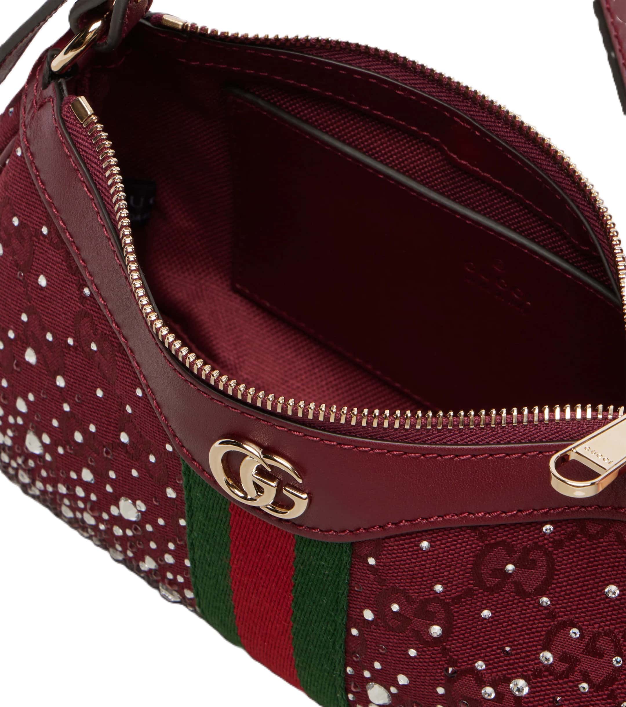 Túi Gucci Ophidia Crystals Small Shoulder Bag Rosso Ancora Red GG Canvas 1