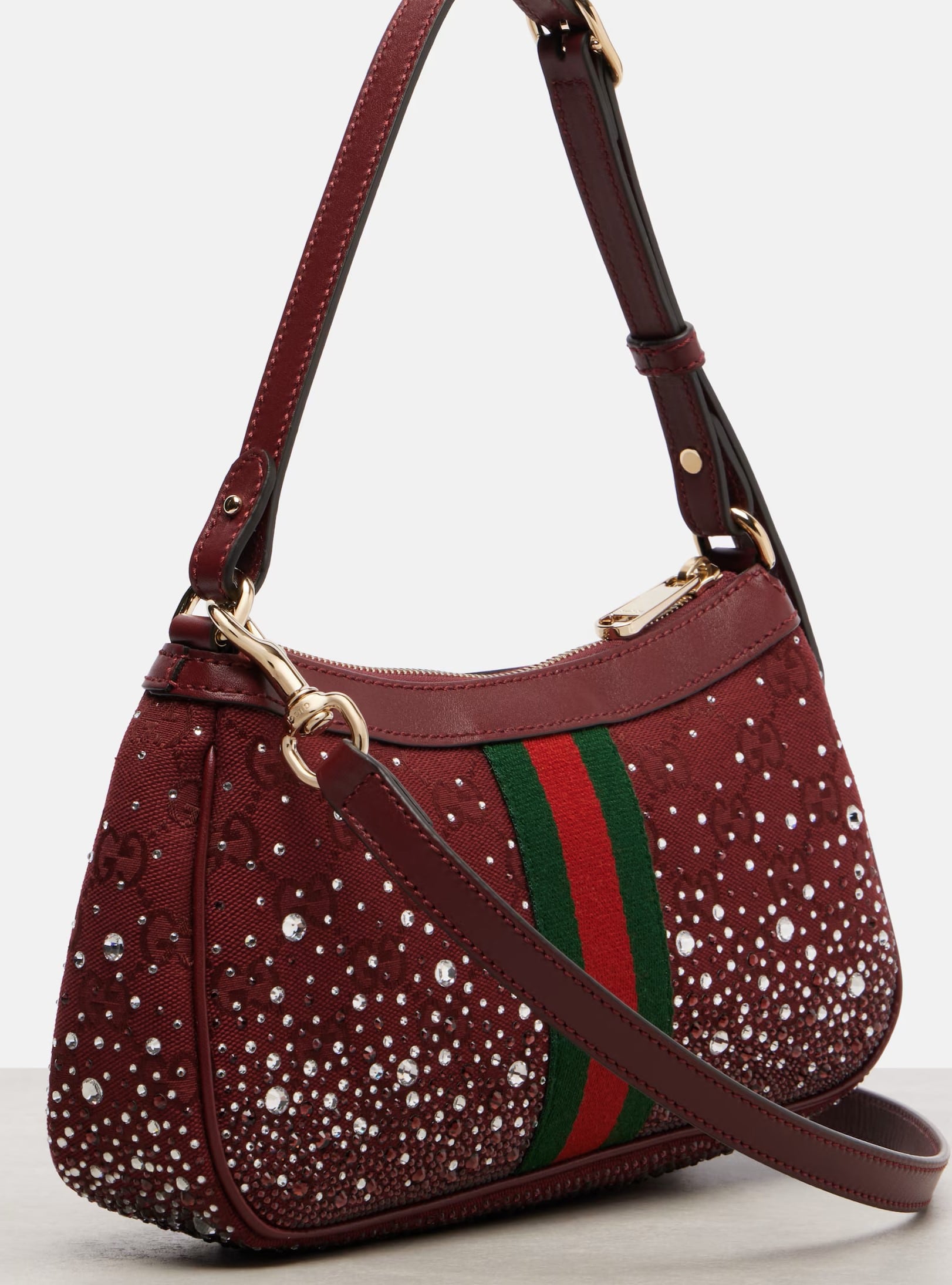 Túi Gucci Ophidia Crystals Small Shoulder Bag Rosso Ancora Red GG Canvas 2