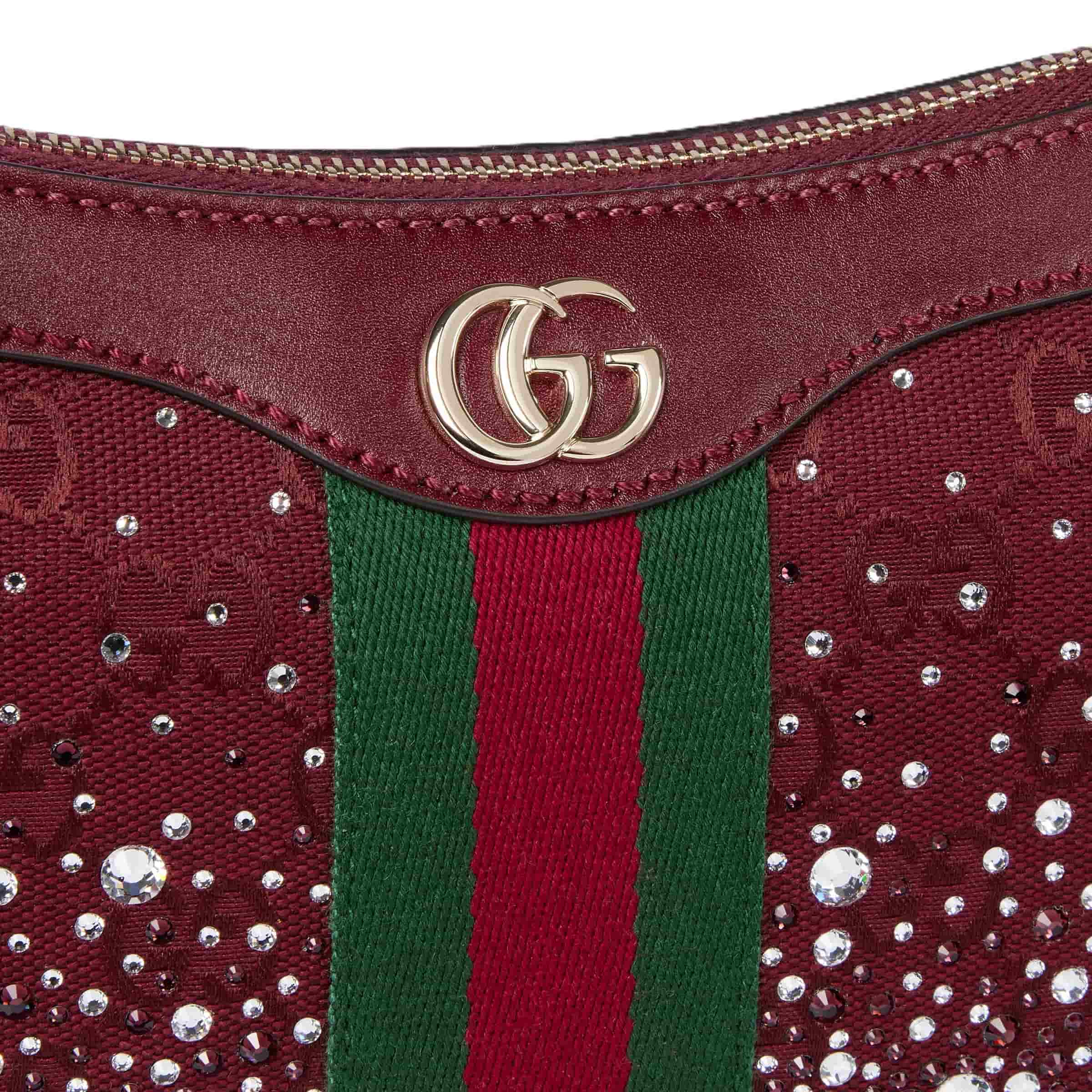 Túi Gucci Ophidia Crystals Small Shoulder Bag Rosso Ancora Red GG Canvas 6