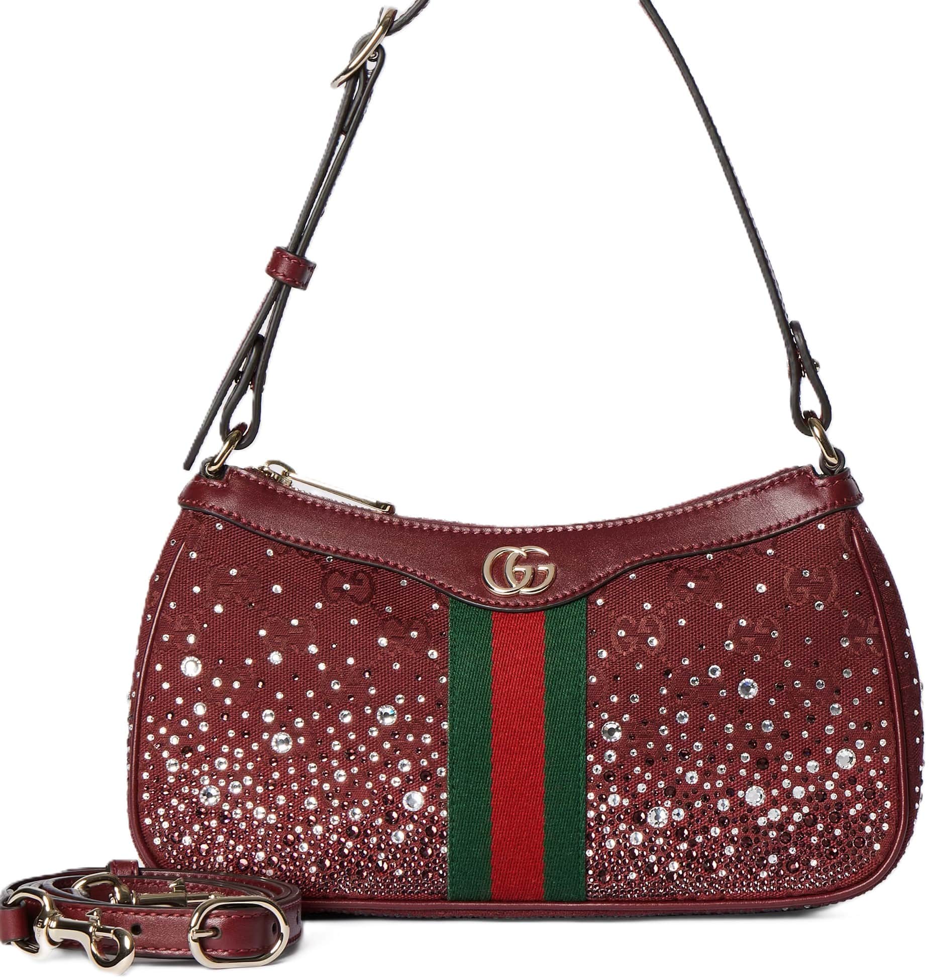 Túi Gucci Ophidia Crystals Small Shoulder Bag Rosso Ancora Red GG Canvas 8