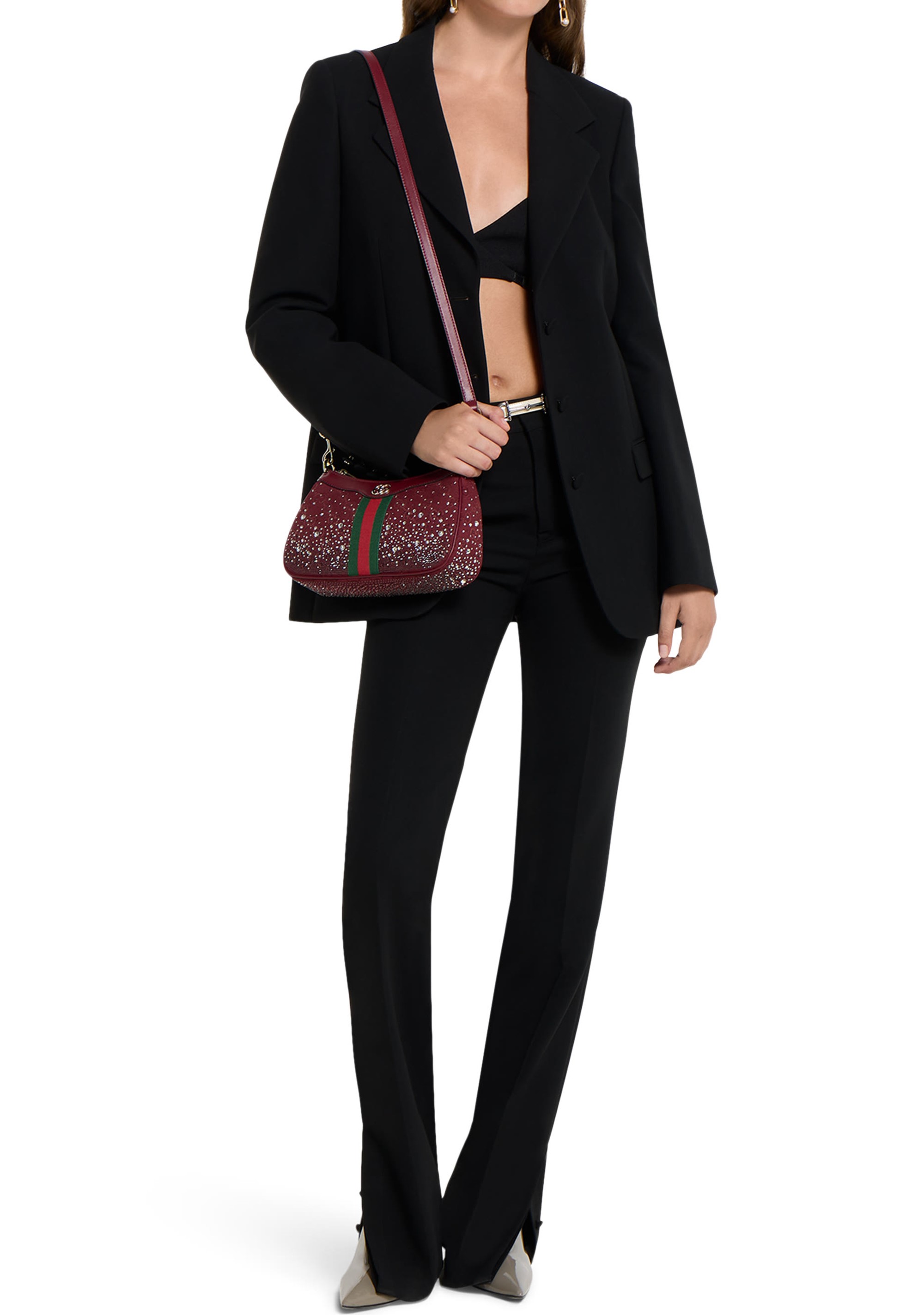 Túi Gucci Ophidia Crystals Small Shoulder Bag Rosso Ancora Red GG Canvas 14