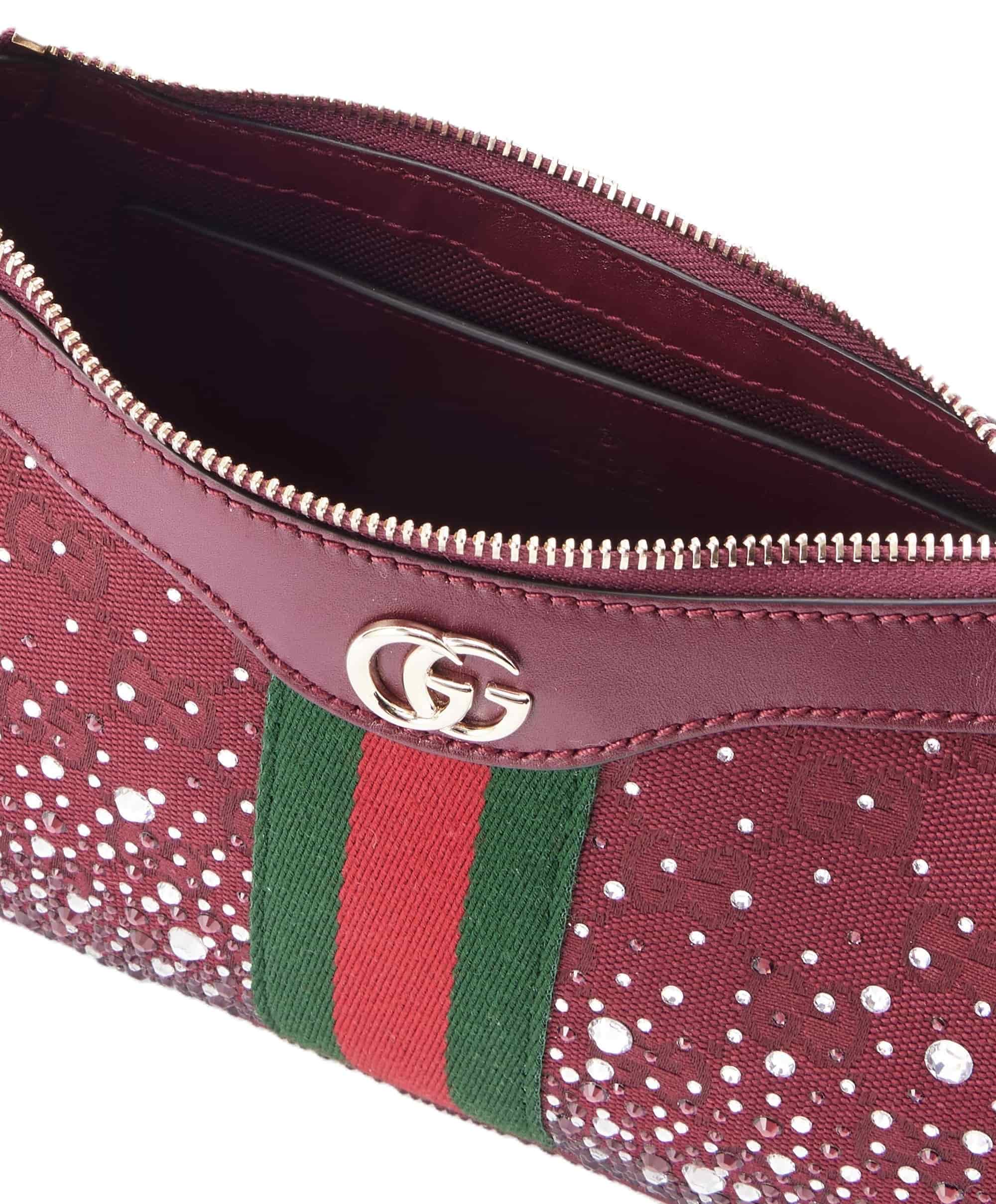 Túi Gucci Ophidia Crystals Small Shoulder Bag Rosso Ancora Red GG Canvas 11
